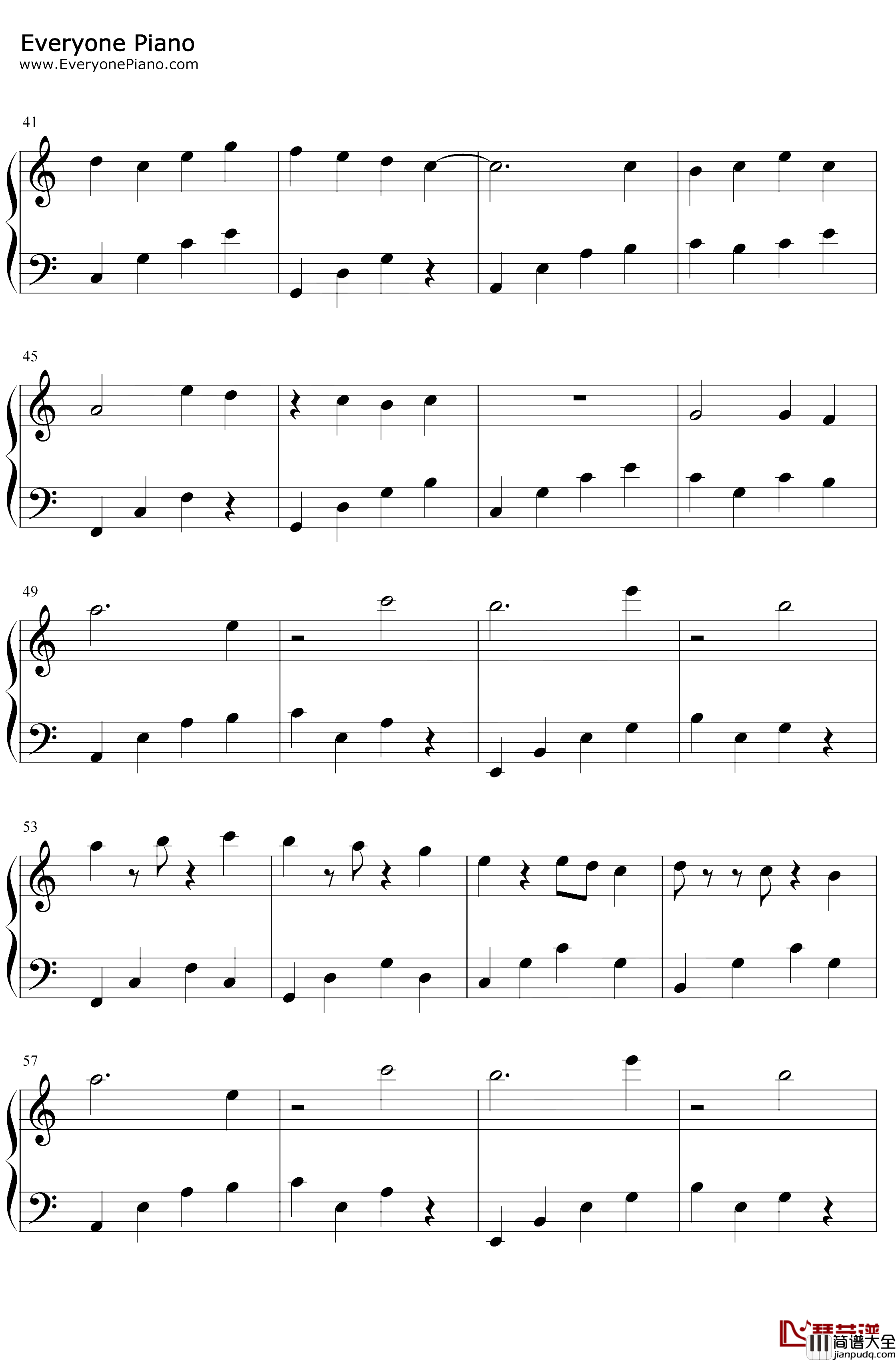 对我来说只有你钢琴谱_甘雨_唯美轻音乐