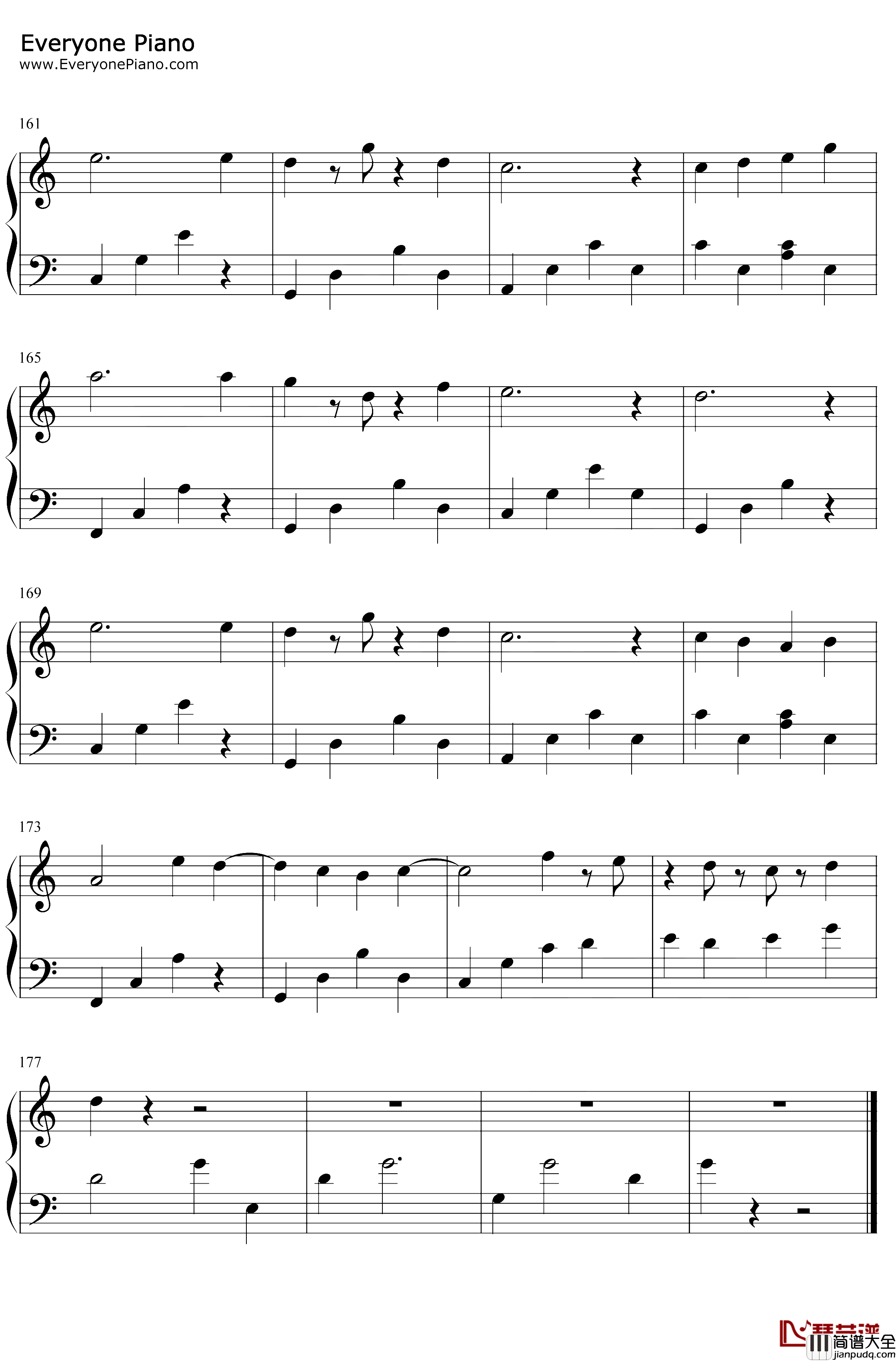 对我来说只有你钢琴谱_甘雨_唯美轻音乐