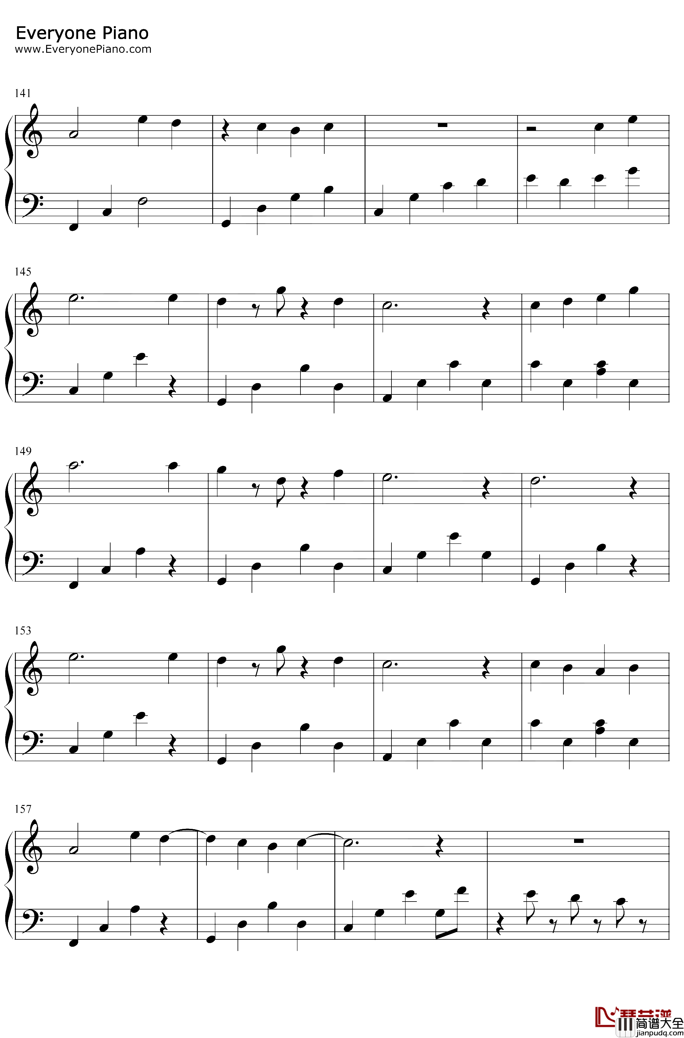 对我来说只有你钢琴谱_甘雨_唯美轻音乐