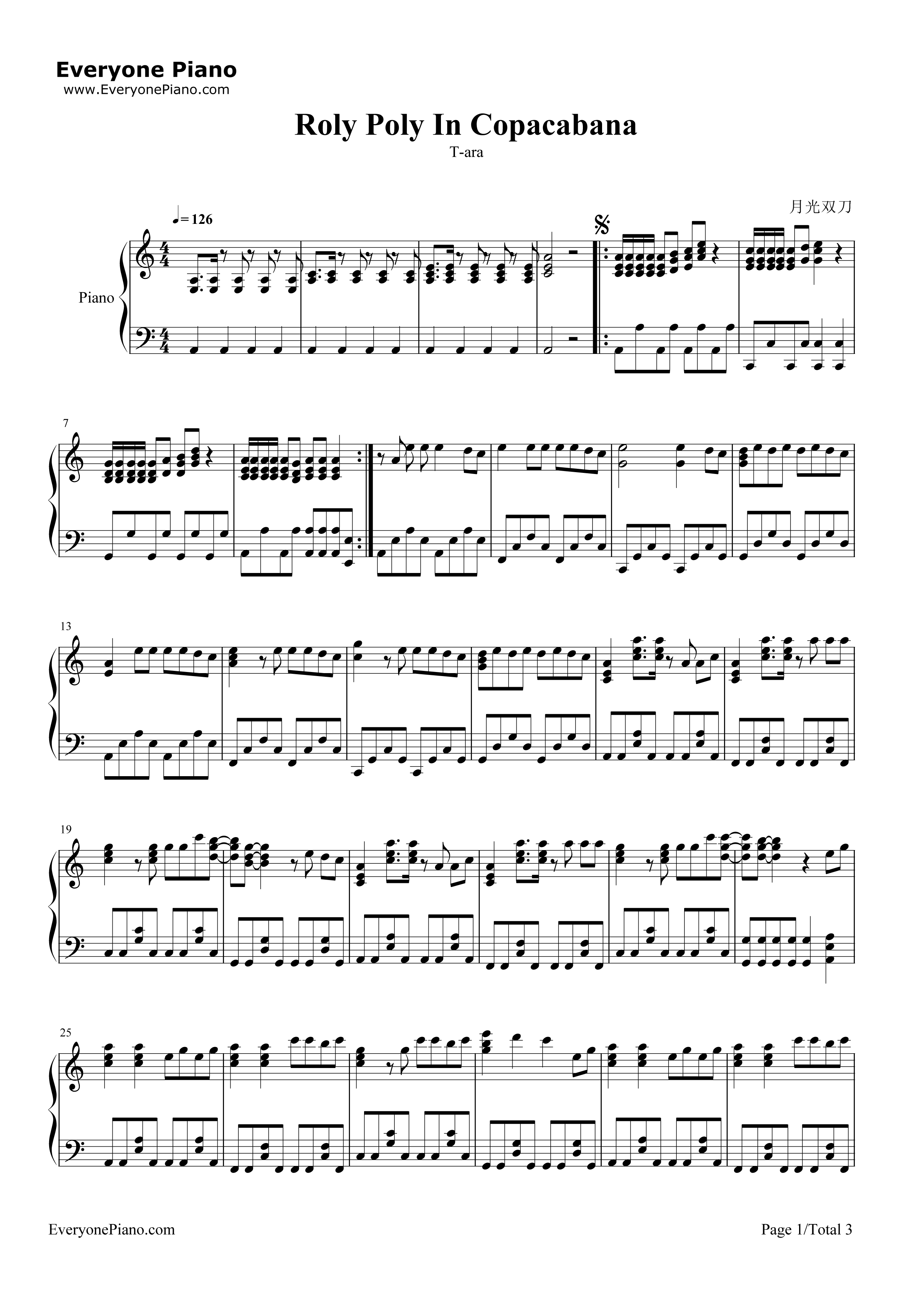 Roly钢琴谱_T_ara