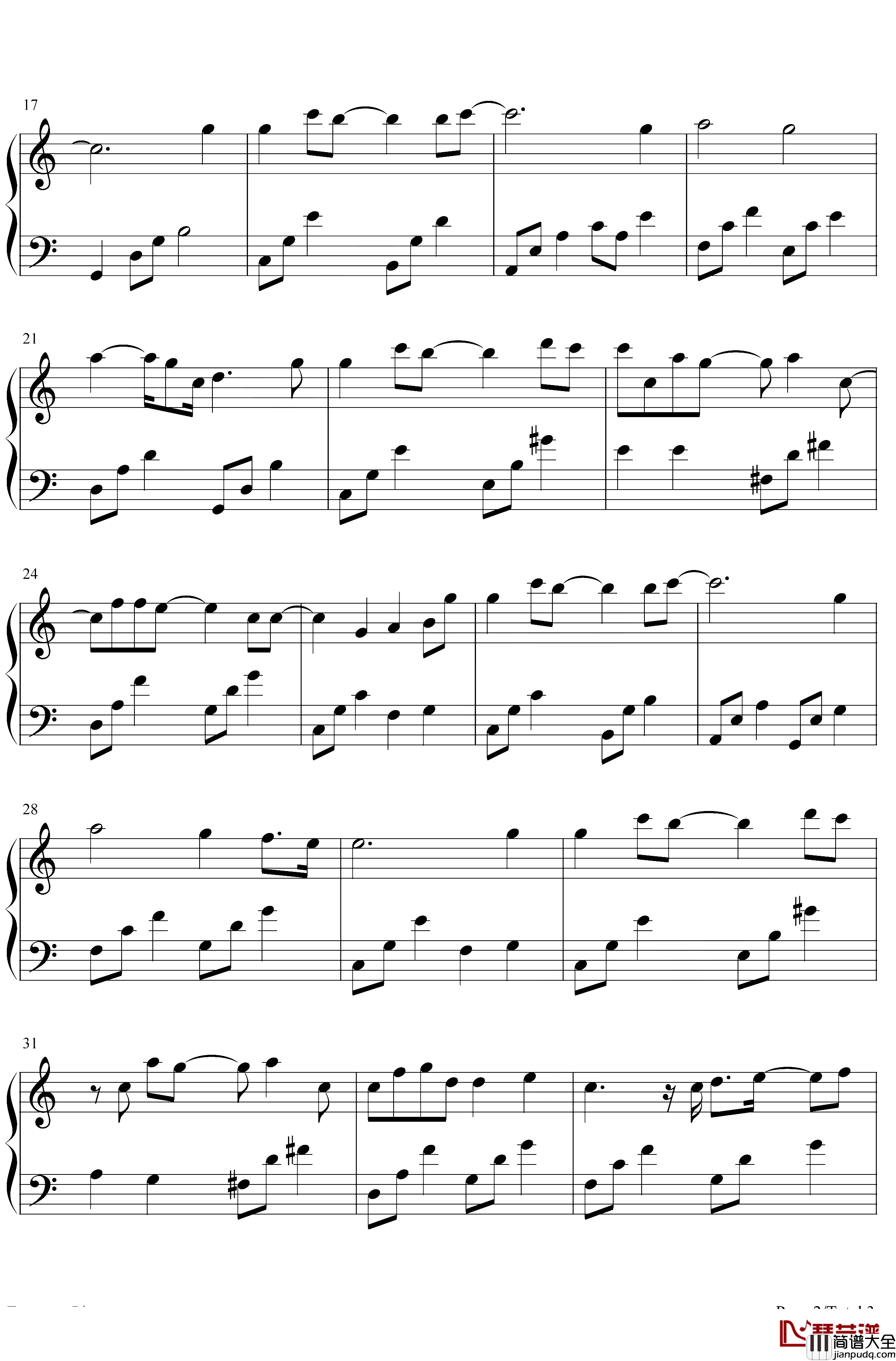 If_Rain钢琴谱_萨吉_C调简单版_以家人之名插曲