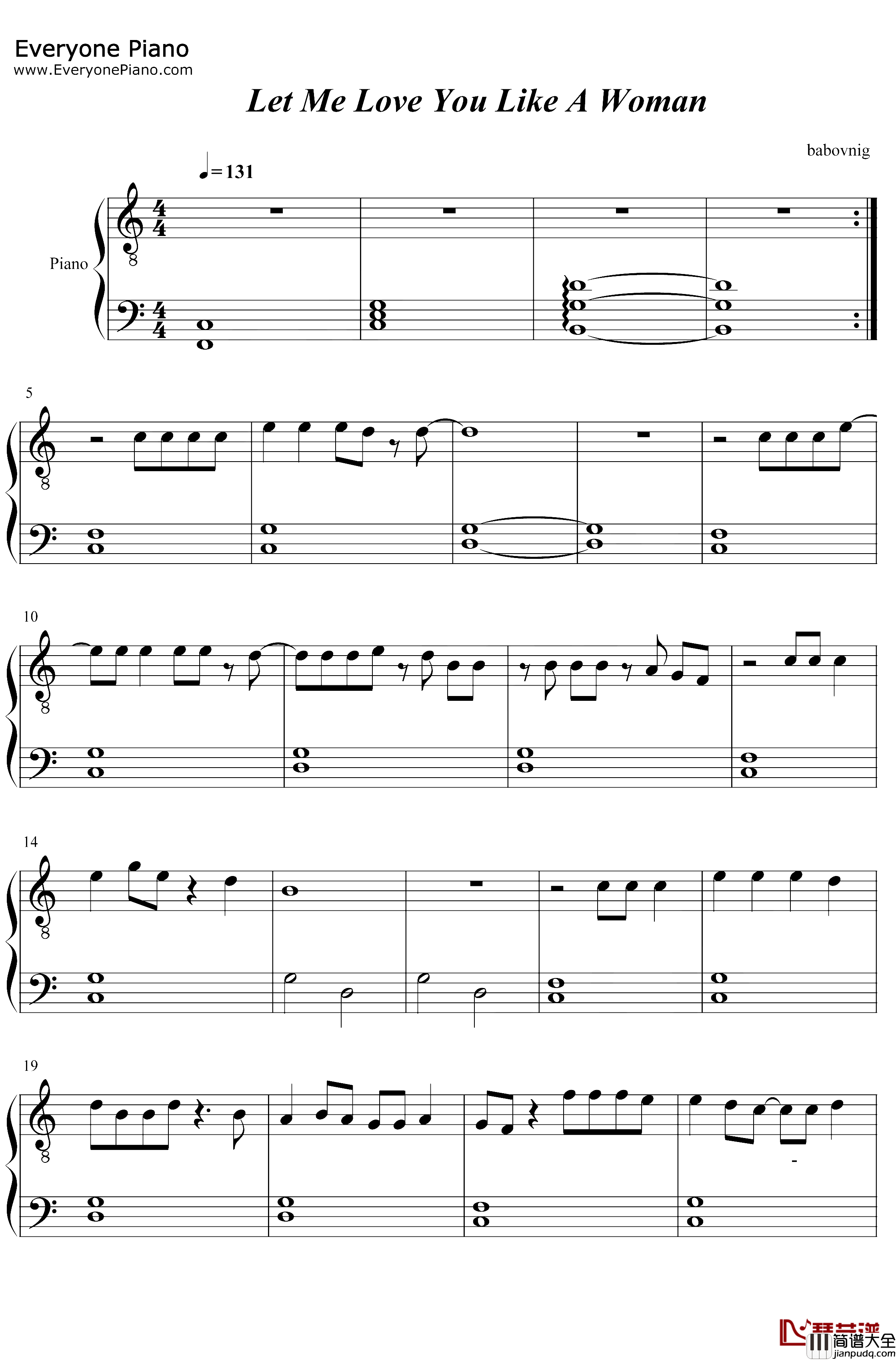 Let_Me_Love_You_Like_A_Woman钢琴谱_LanaDelRey_LanaDelRey