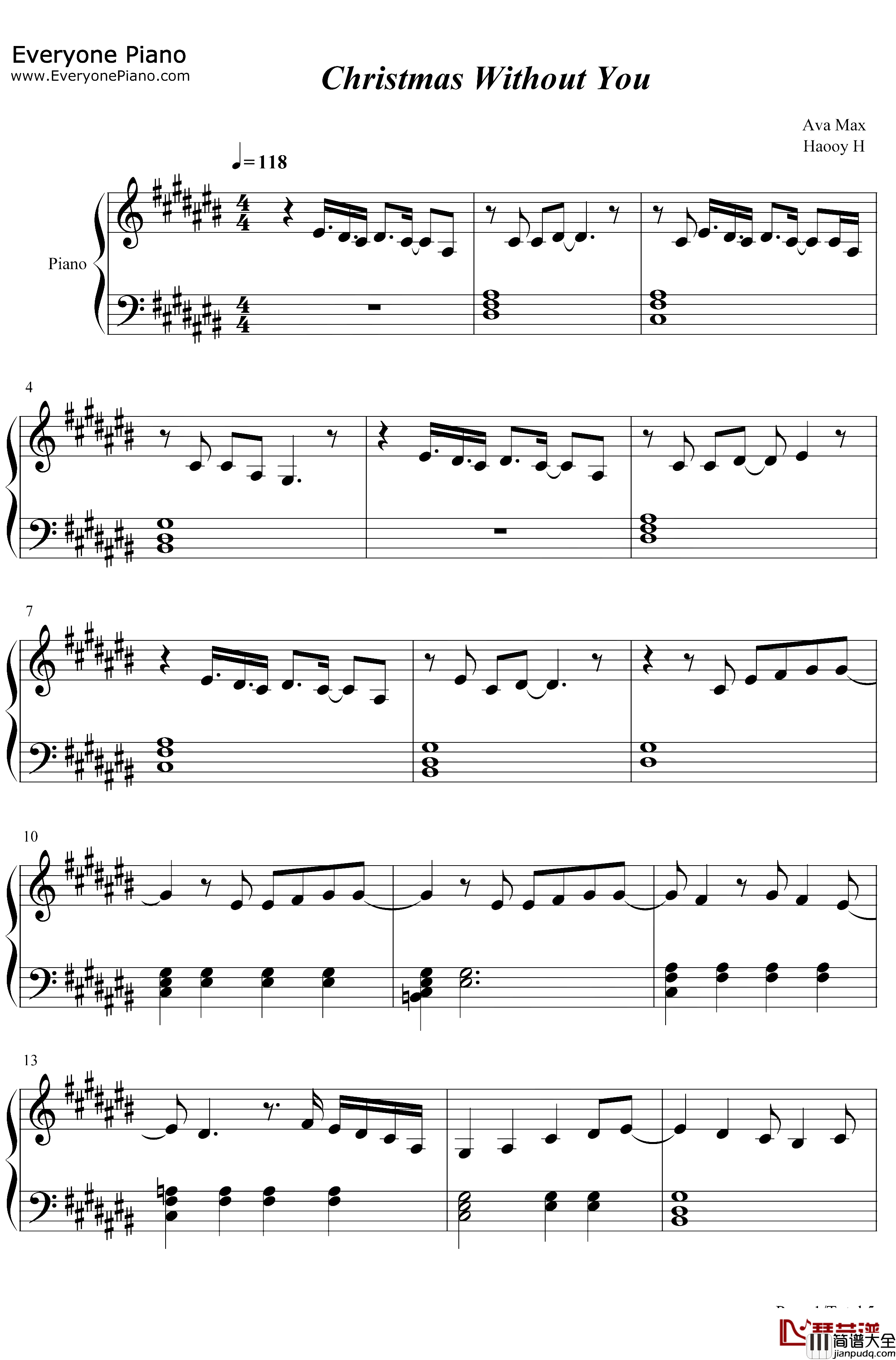 Christmas_Without_You钢琴谱_AvaMax_AvaMax