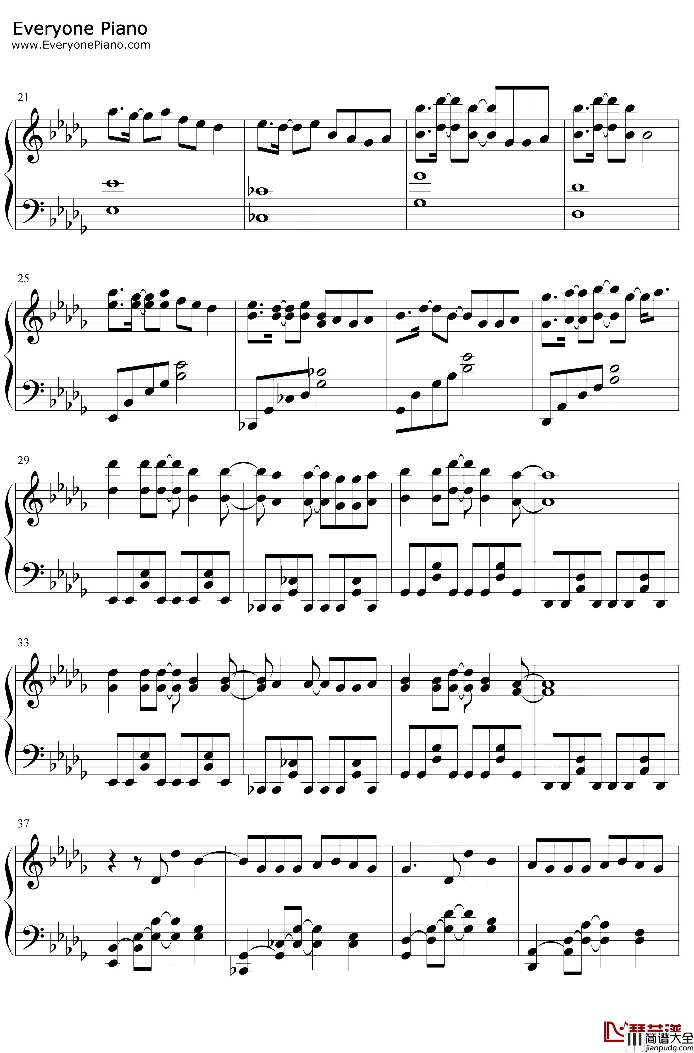 Moon钢琴谱_金硕珍防弹少年团_防弹少年团_金硕珍