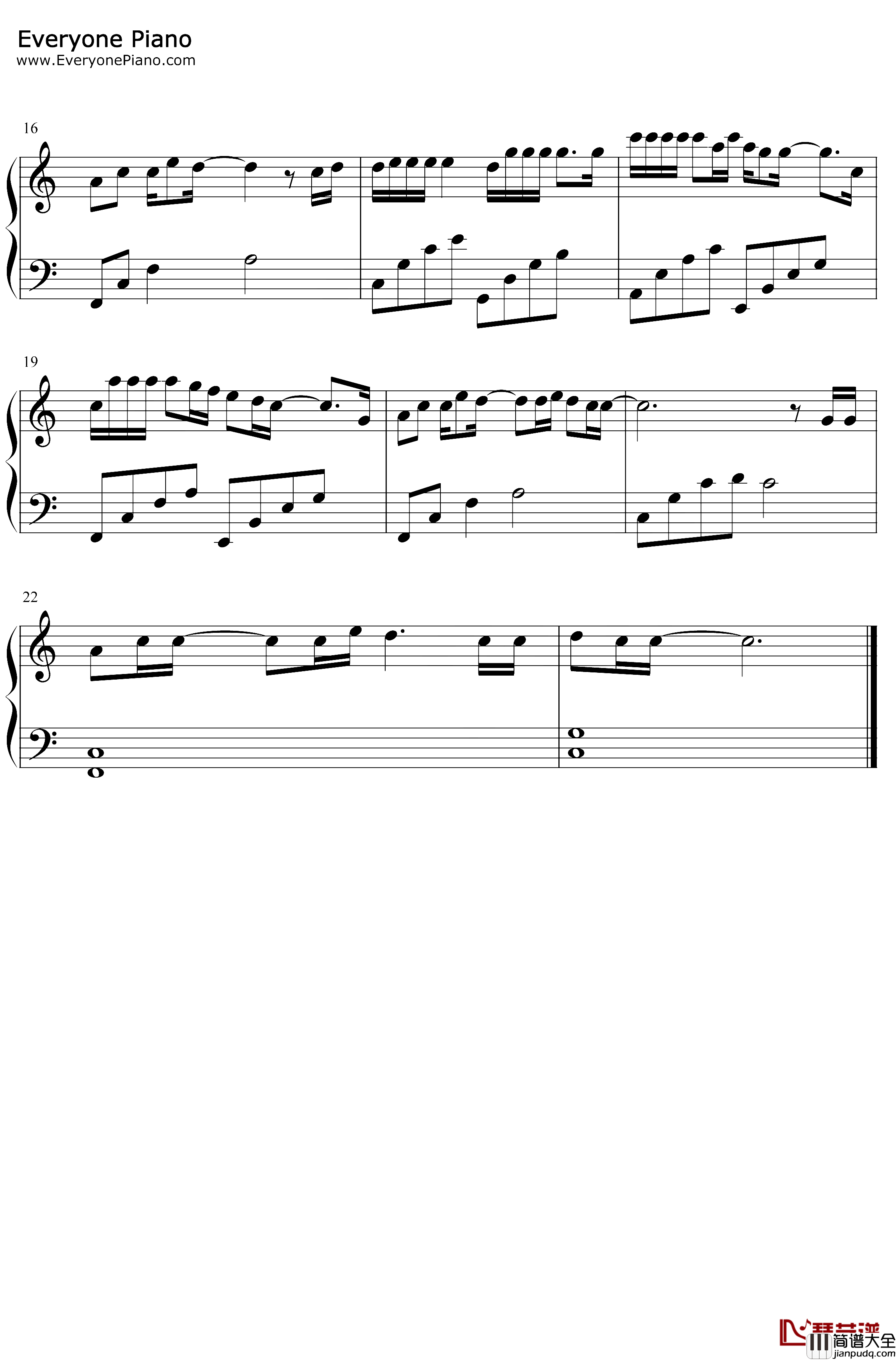 其实都没有钢琴谱_杨宗纬_C调简单版