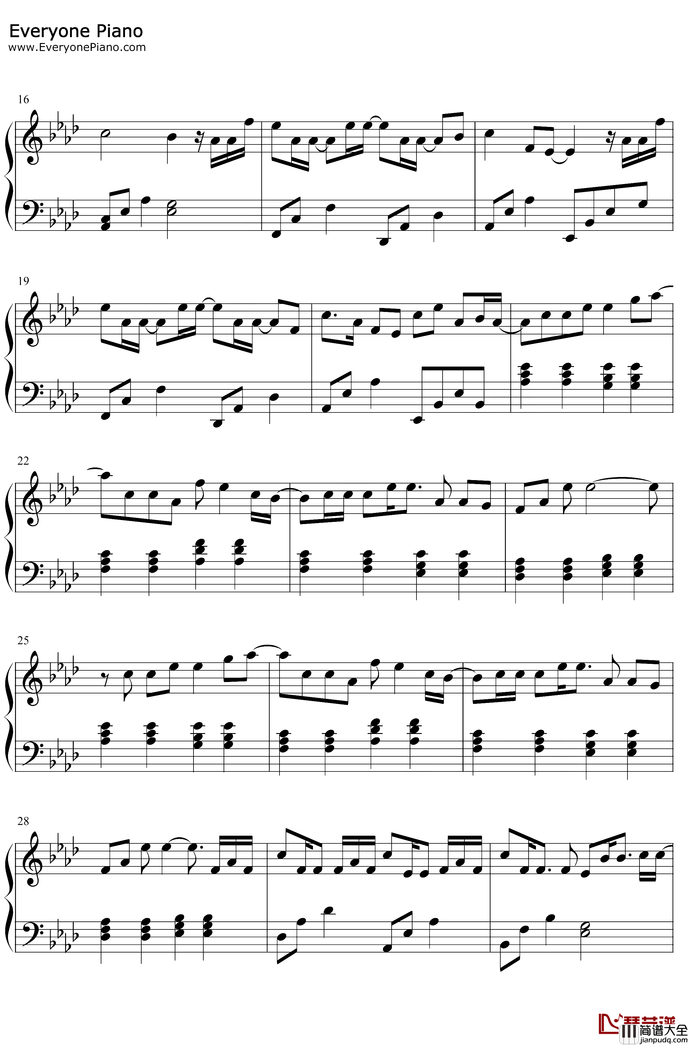 花背后的温柔钢琴谱_官鸿_完美还原版_流星花园插曲