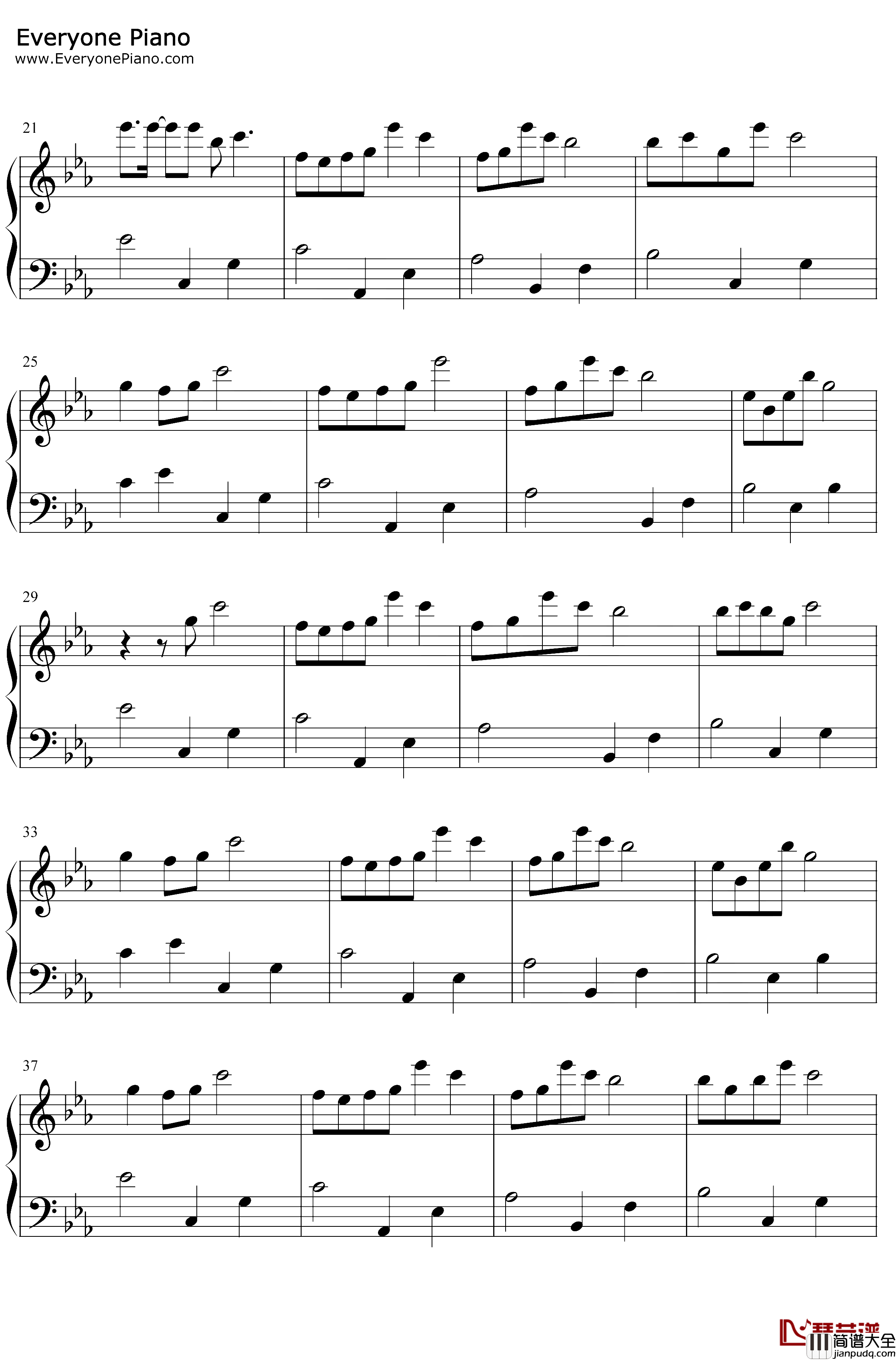 爱上你的微笑钢琴谱_李哈哈_纯音乐