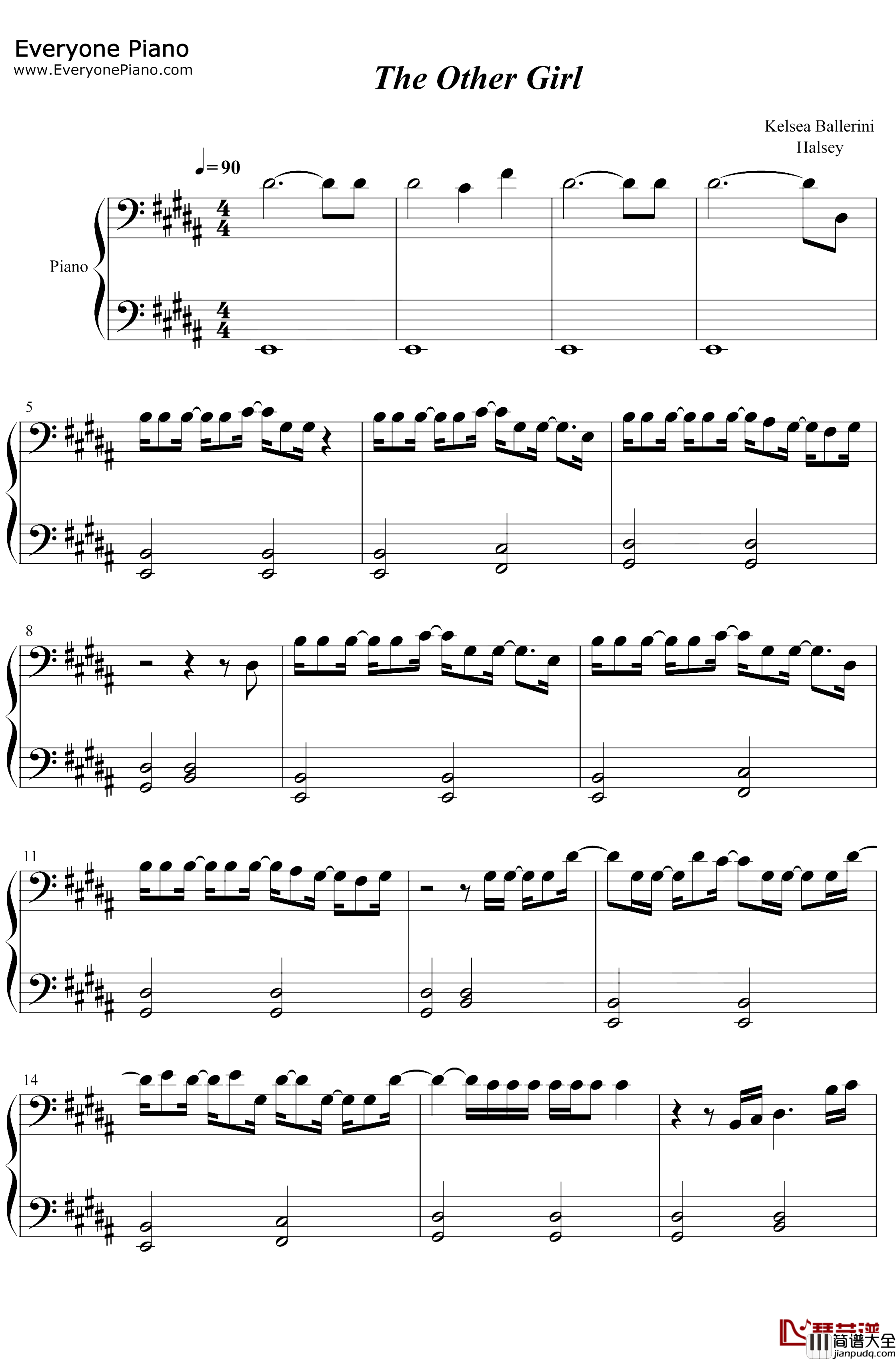 The_Other_Girl钢琴谱_Kelsea_Ballerini_Halsey_Kelsea_Ballerinift_Halsey