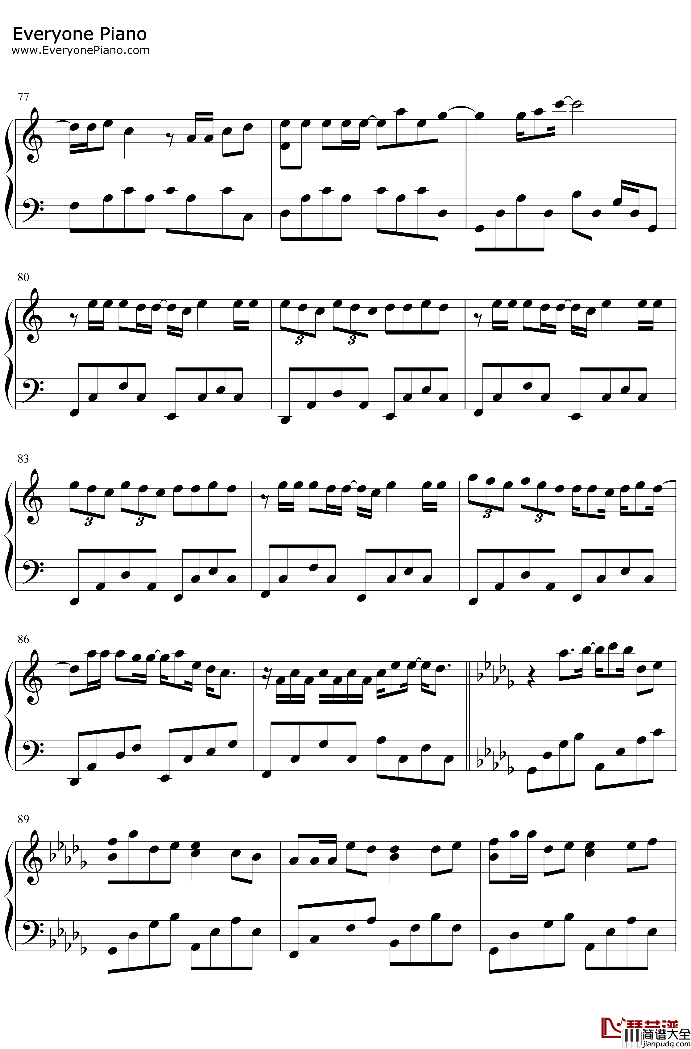 把回忆拼好给你钢琴谱_王贰浪_我们之间的回忆全部都小心地收集_抖音热歌