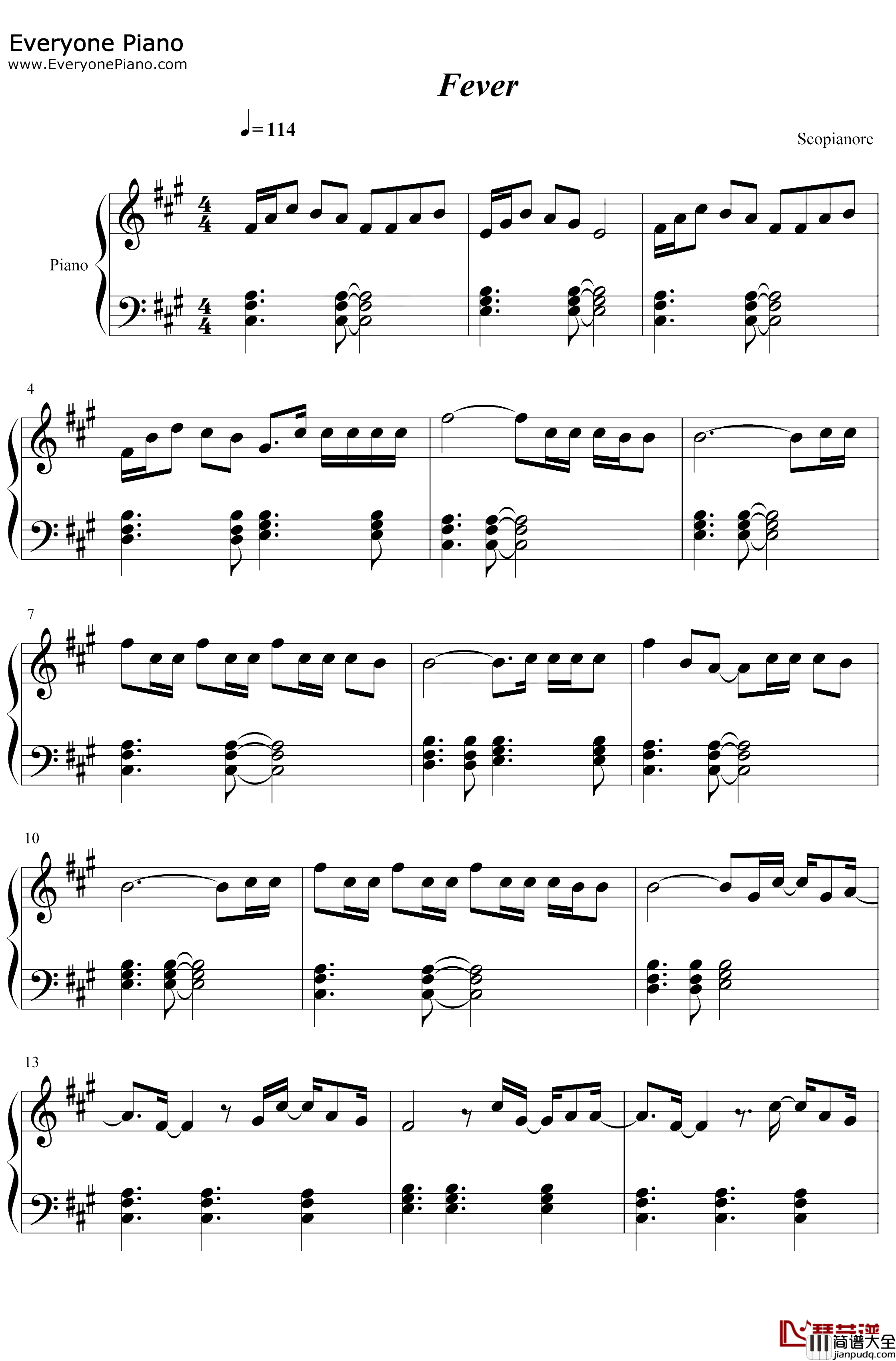 Fever钢琴谱_DuaLipaAngèle_DuaLipaftAngèle