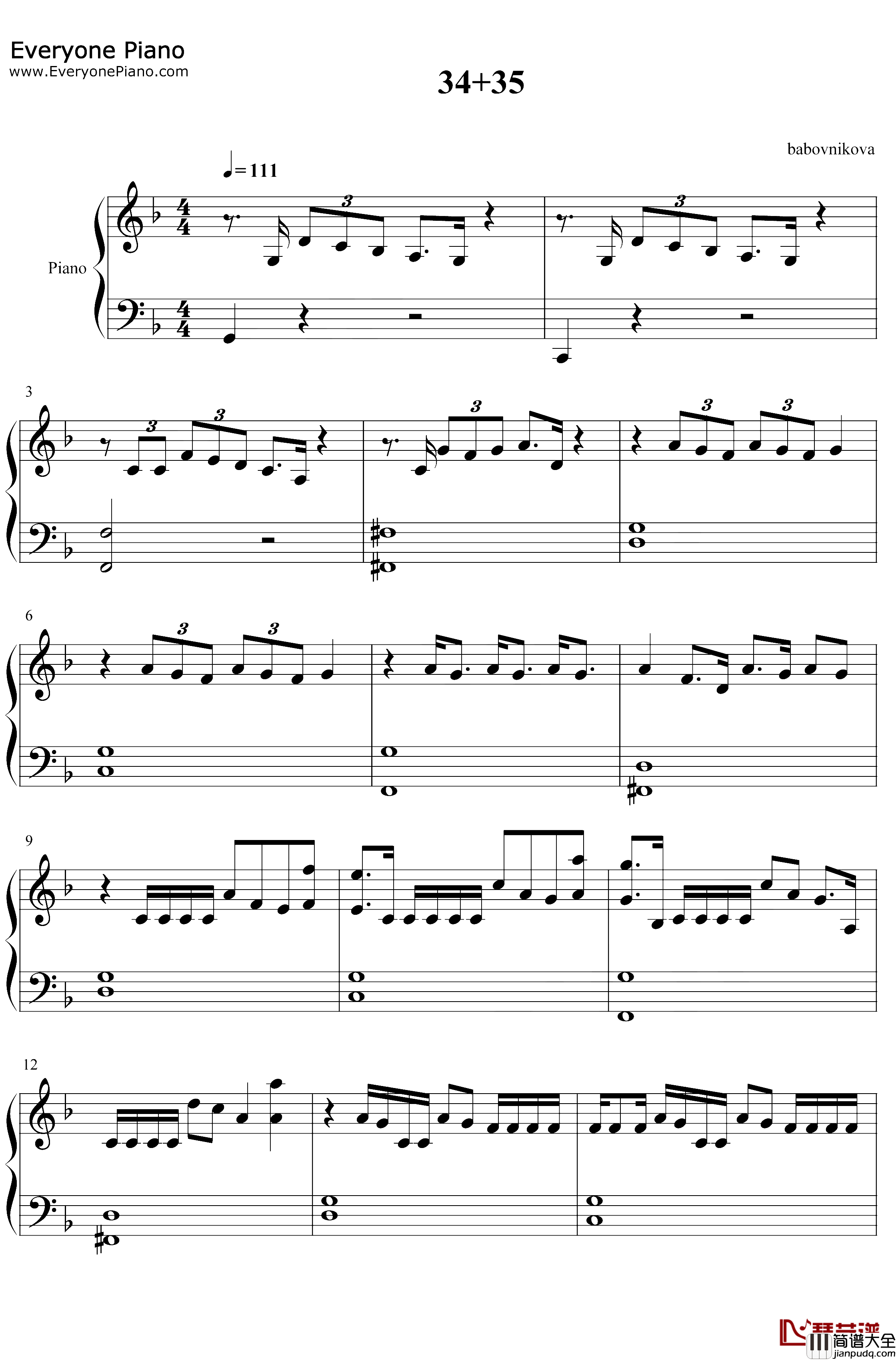 3435钢琴谱_ArianaGrande_ArianaGrande