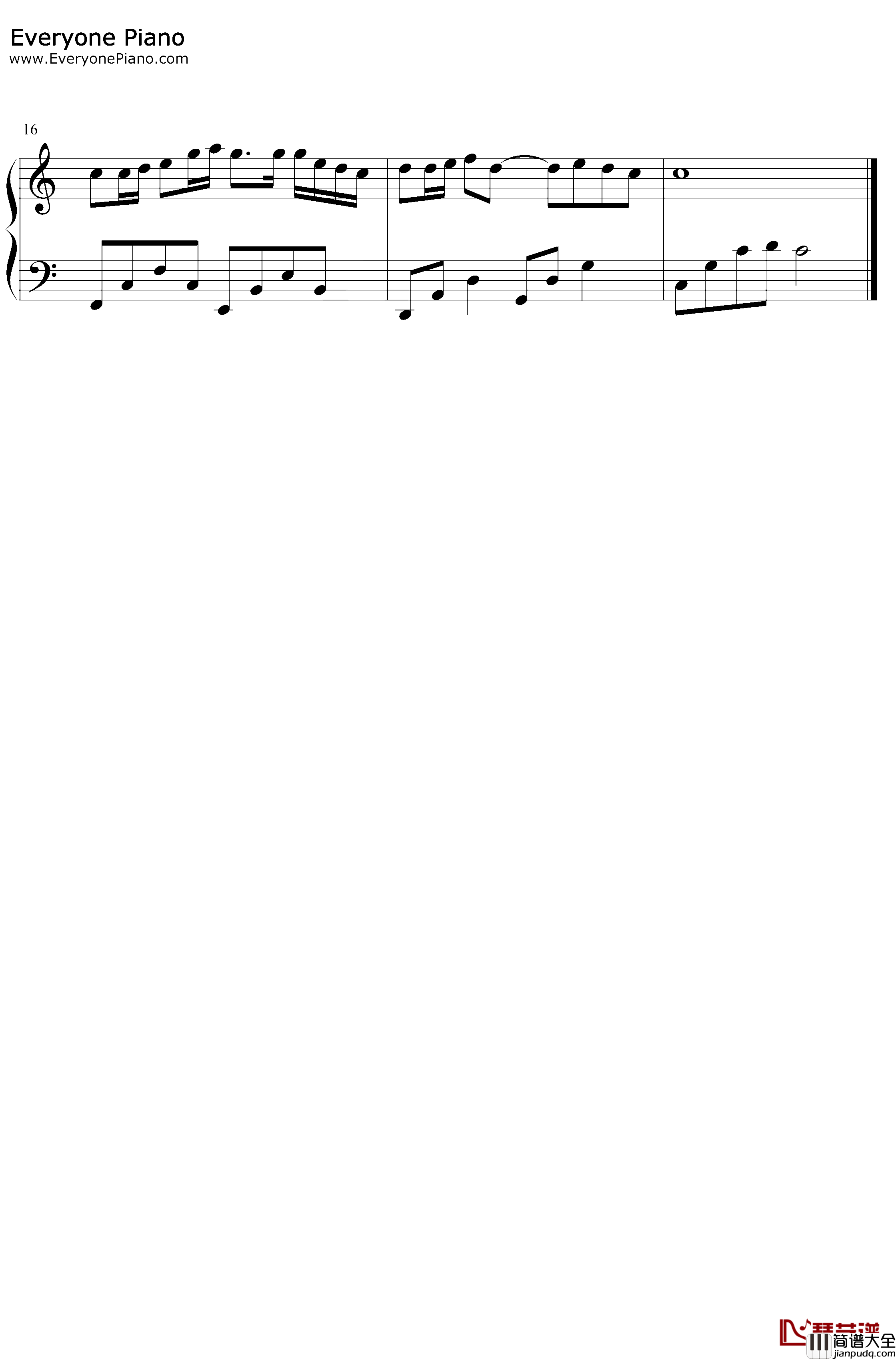 看月亮爬上来钢琴谱_张杰_C调简单版