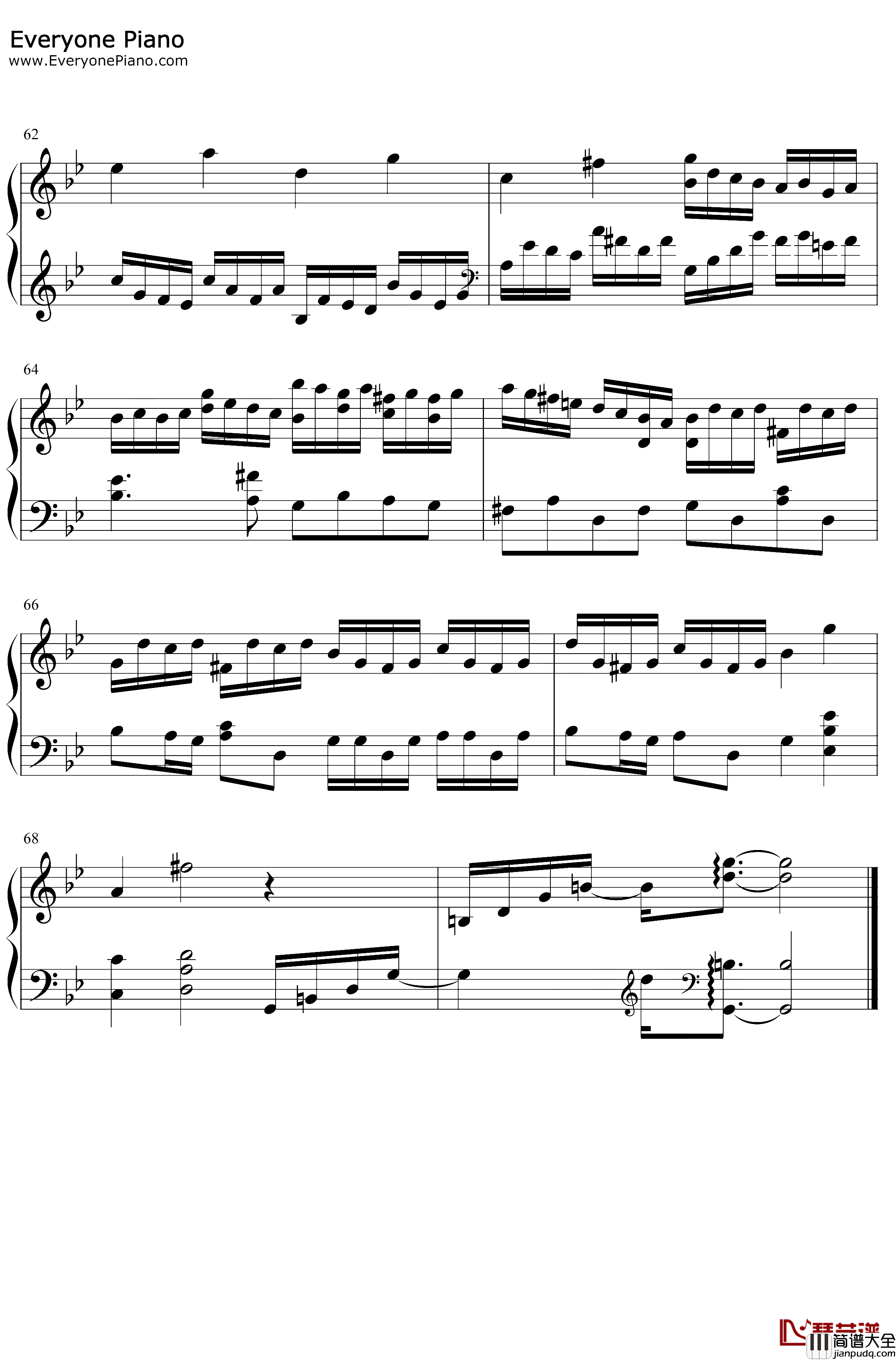 巴赫の赋格作品第578首钢琴谱_巴赫_巴赫の赋格作品第578首