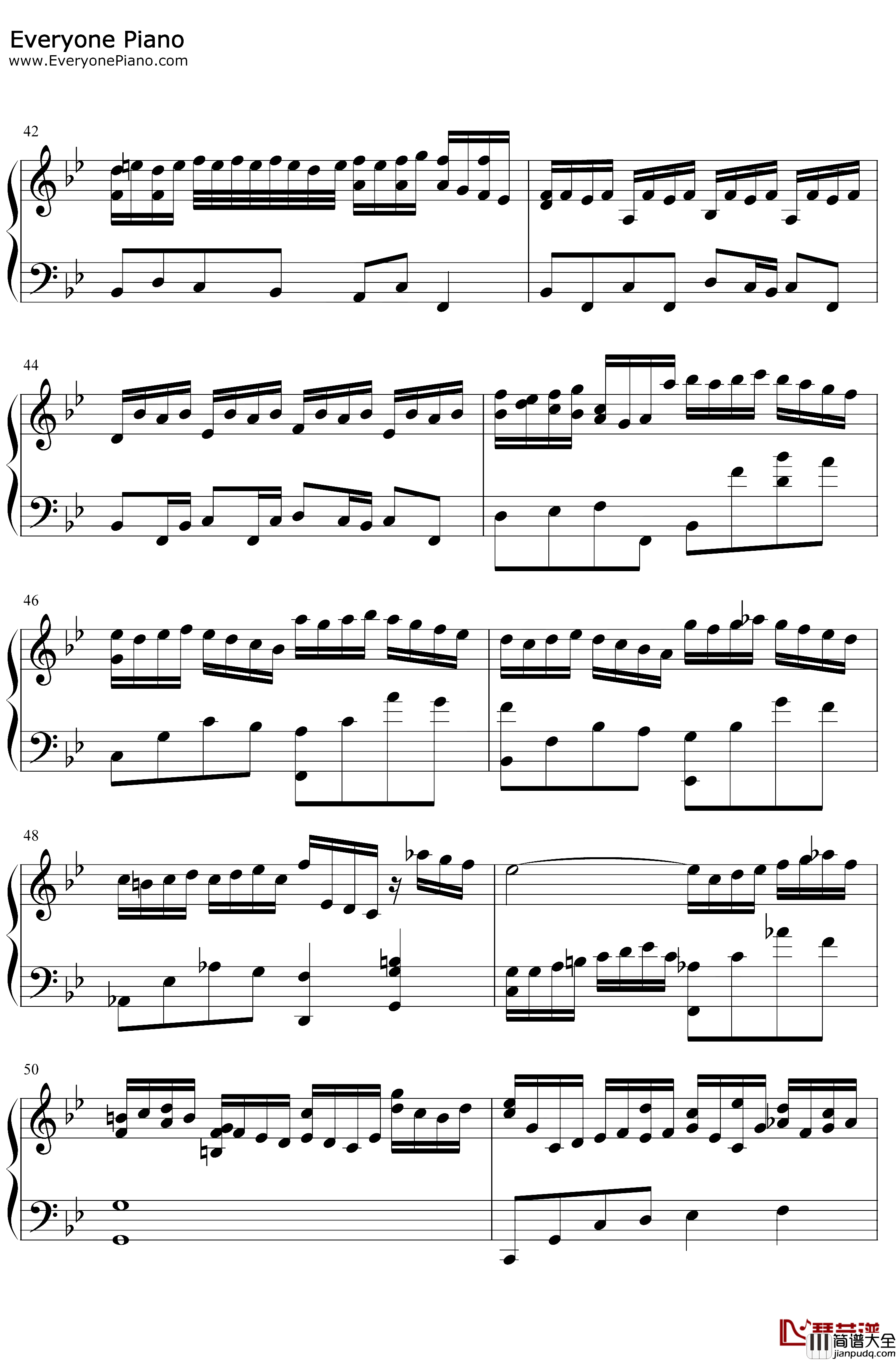 巴赫の赋格作品第578首钢琴谱_巴赫_巴赫の赋格作品第578首