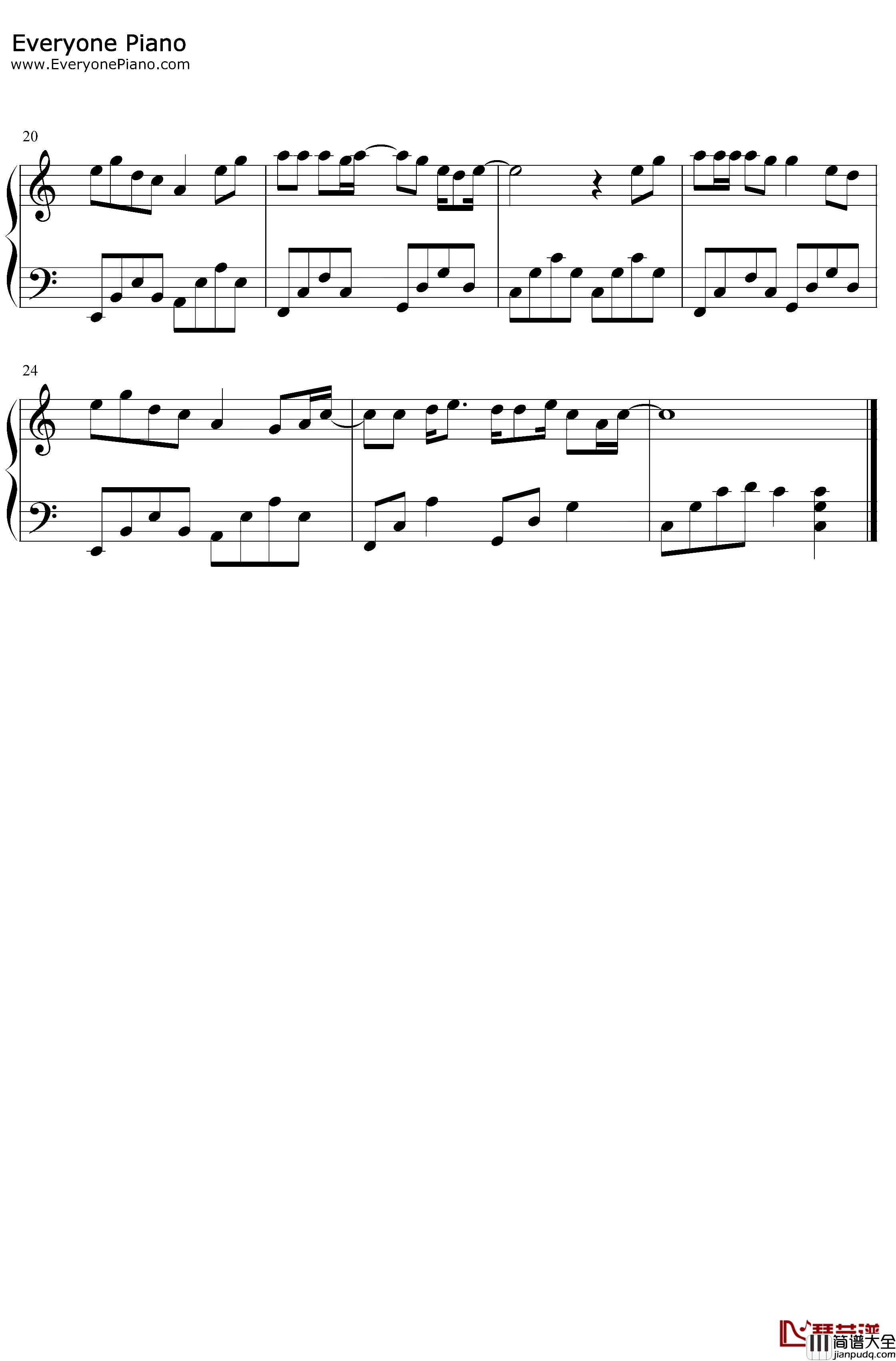 还有我钢琴谱_任贤齐_C调简单版_就算全世界离开你还有一个我来陪_合约情人插曲