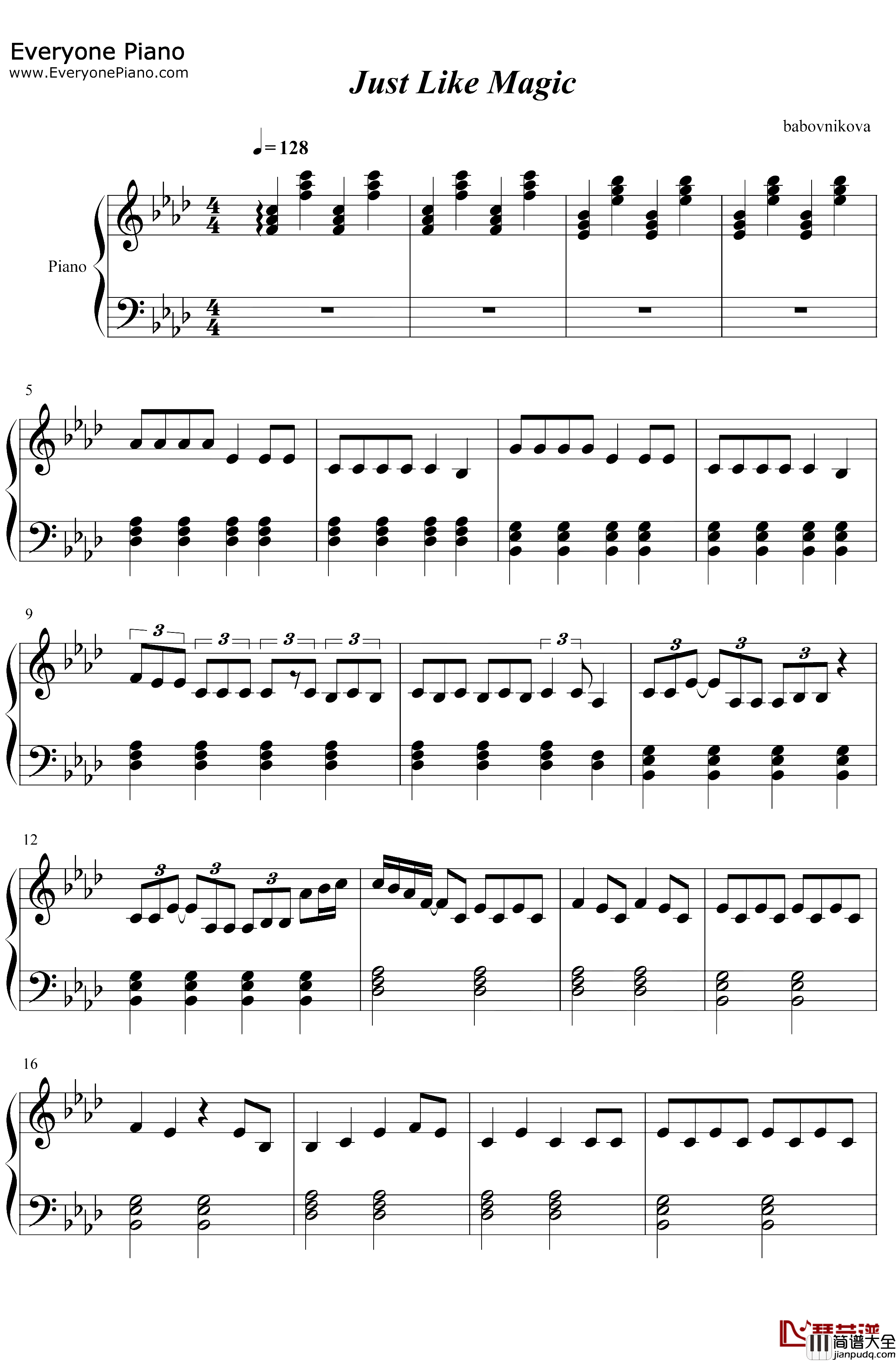 Just_Like_Magic钢琴谱_ArianaGrande_ArianaGrande