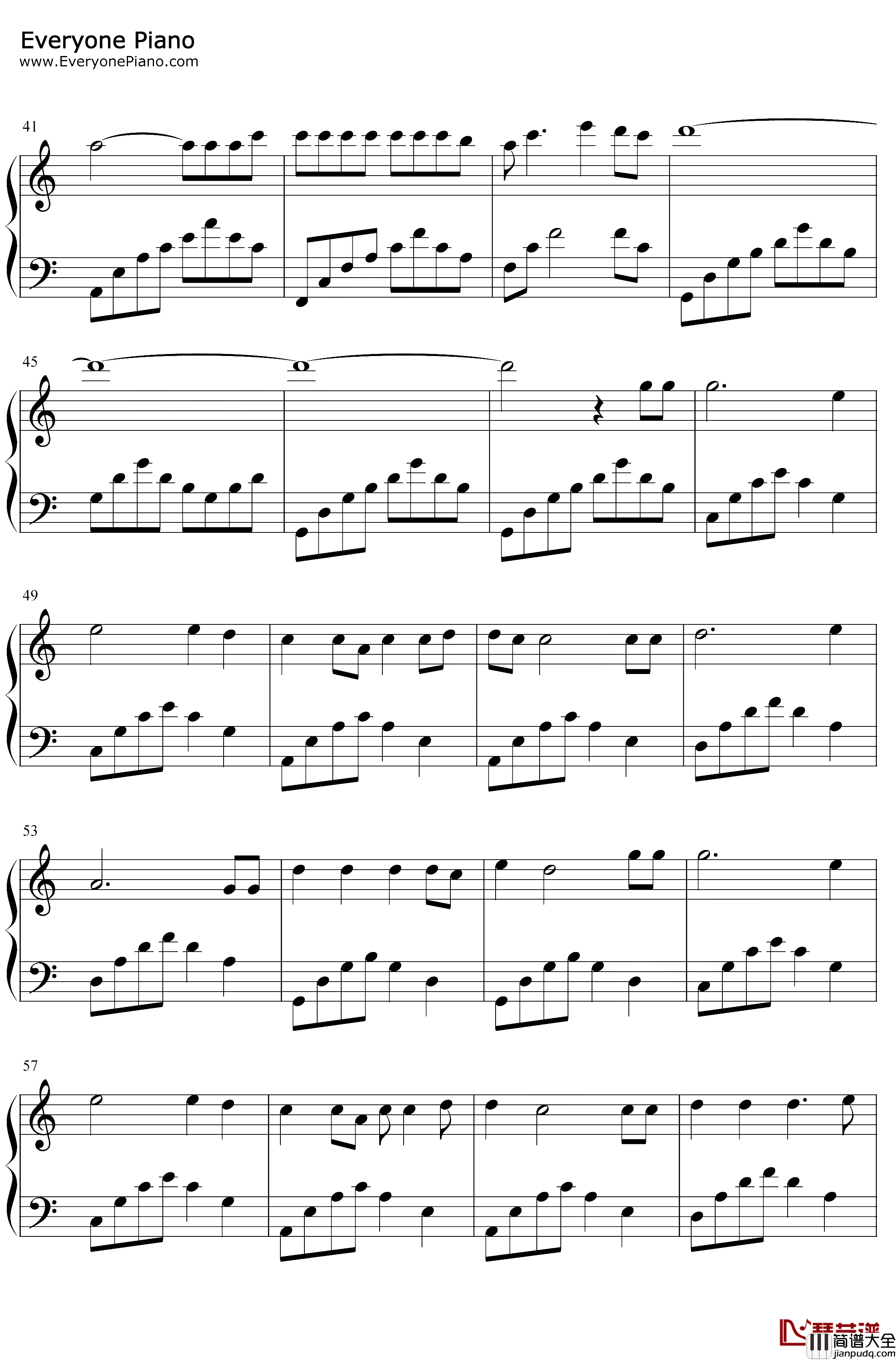 你是我的眼钢琴谱_萧煌奇_C调简单版