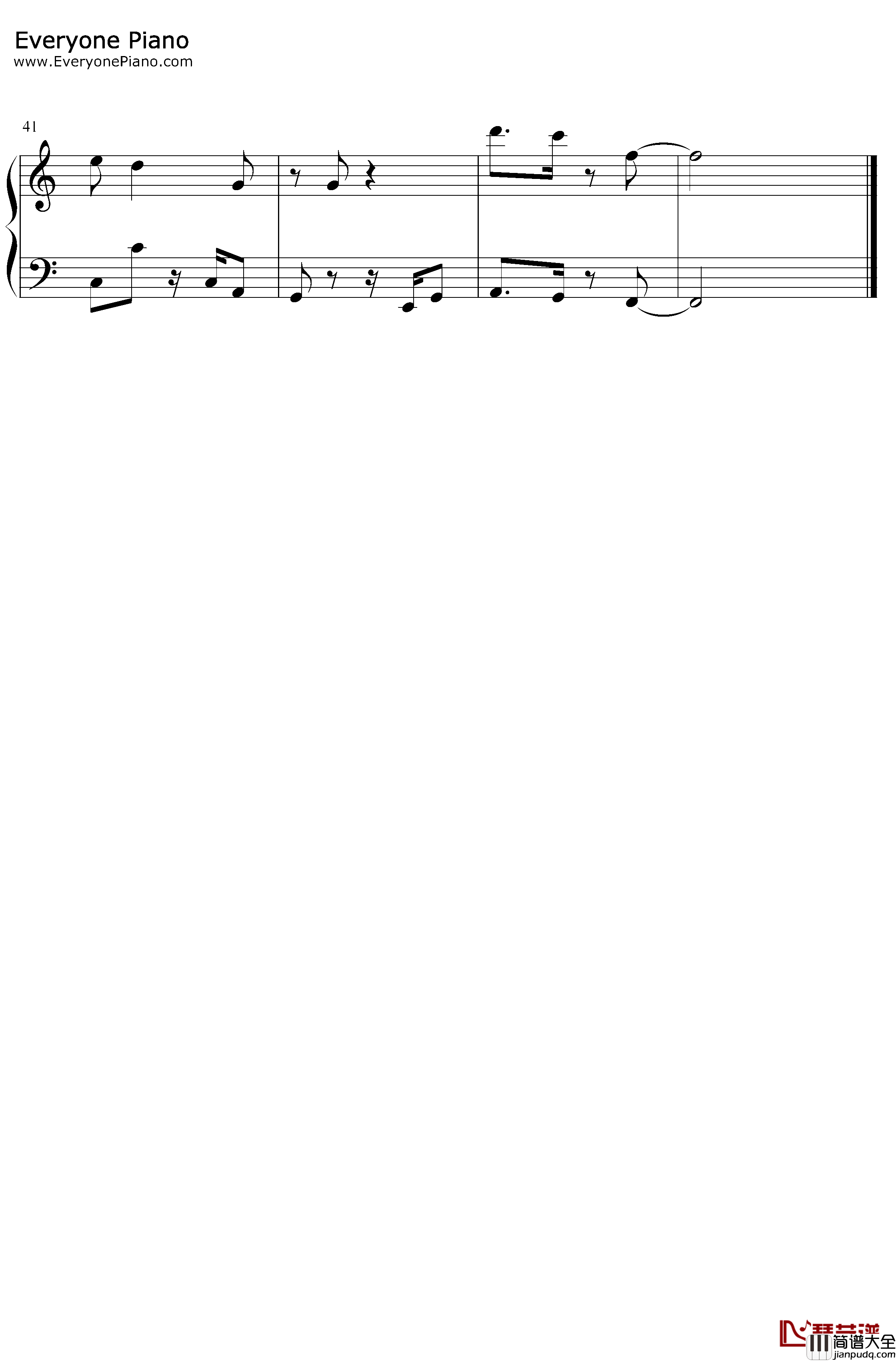 初雪钢琴谱_EXO_C调简单版_TheFirstSnow