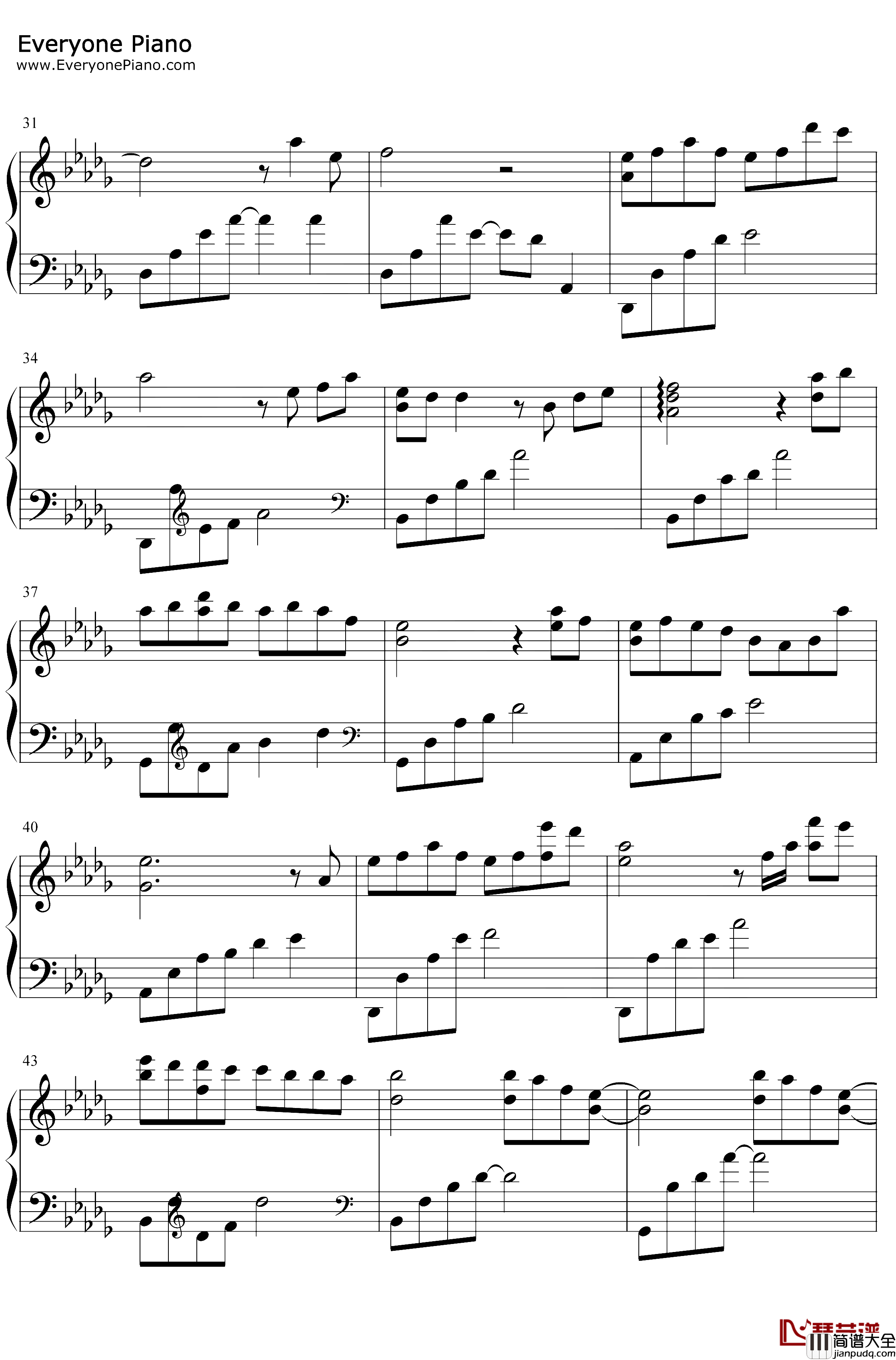 飘落的云钢琴谱_石进