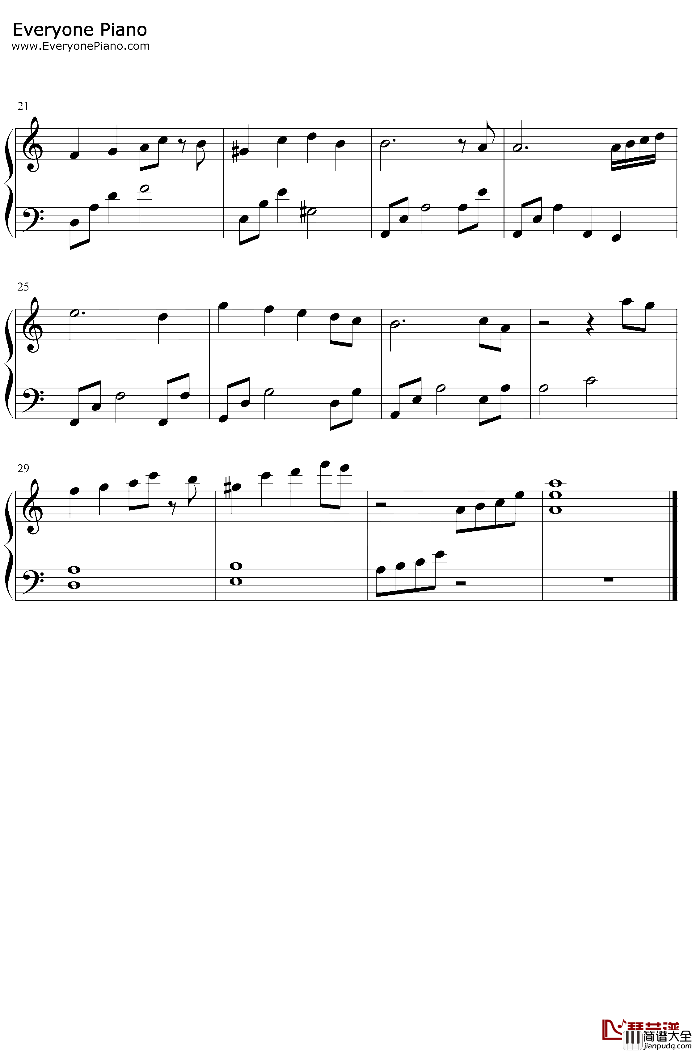 星之所在钢琴谱_う～み_C调简单版_星の在り処