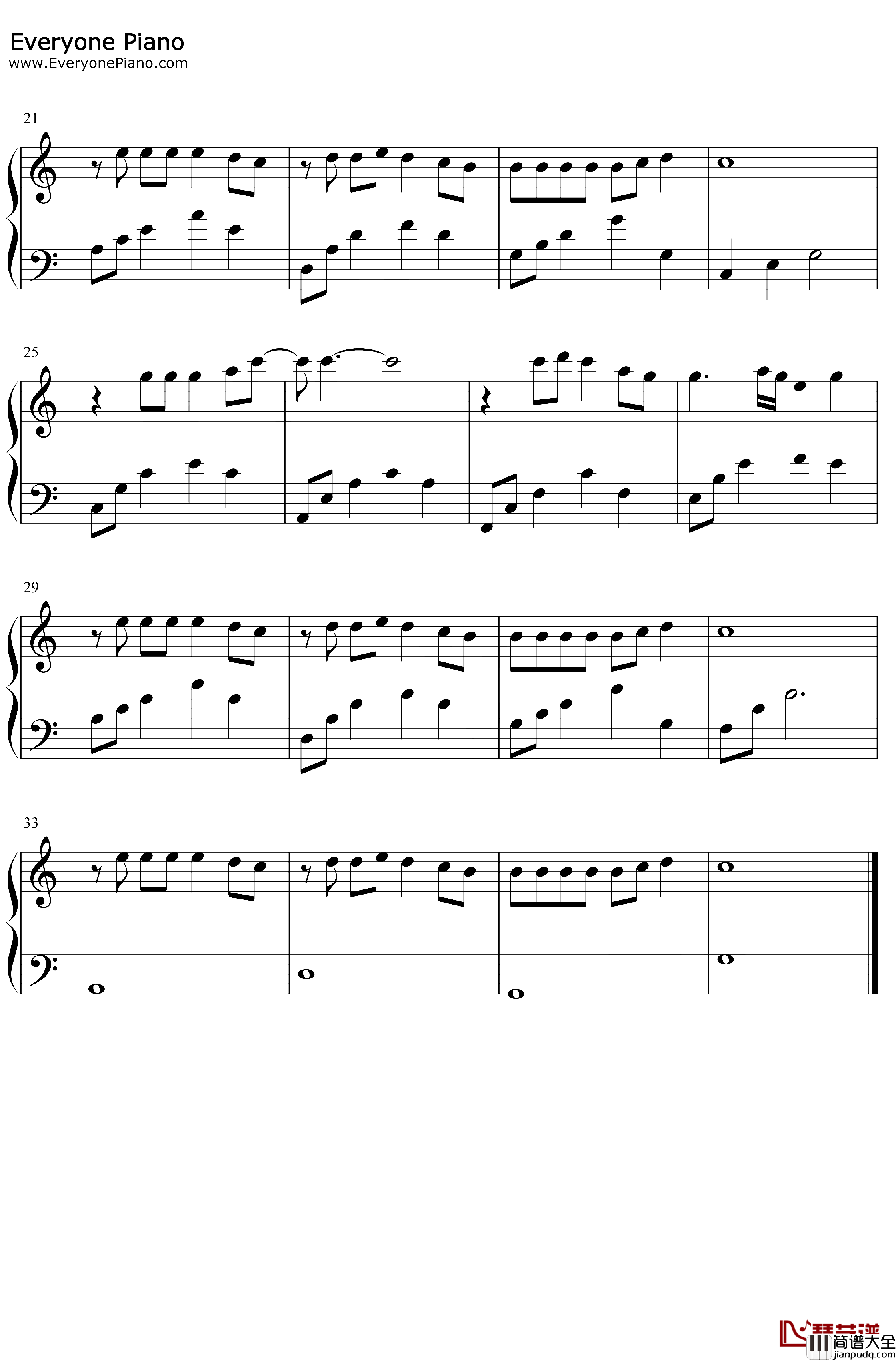 花心钢琴谱_周华健_C调简单版