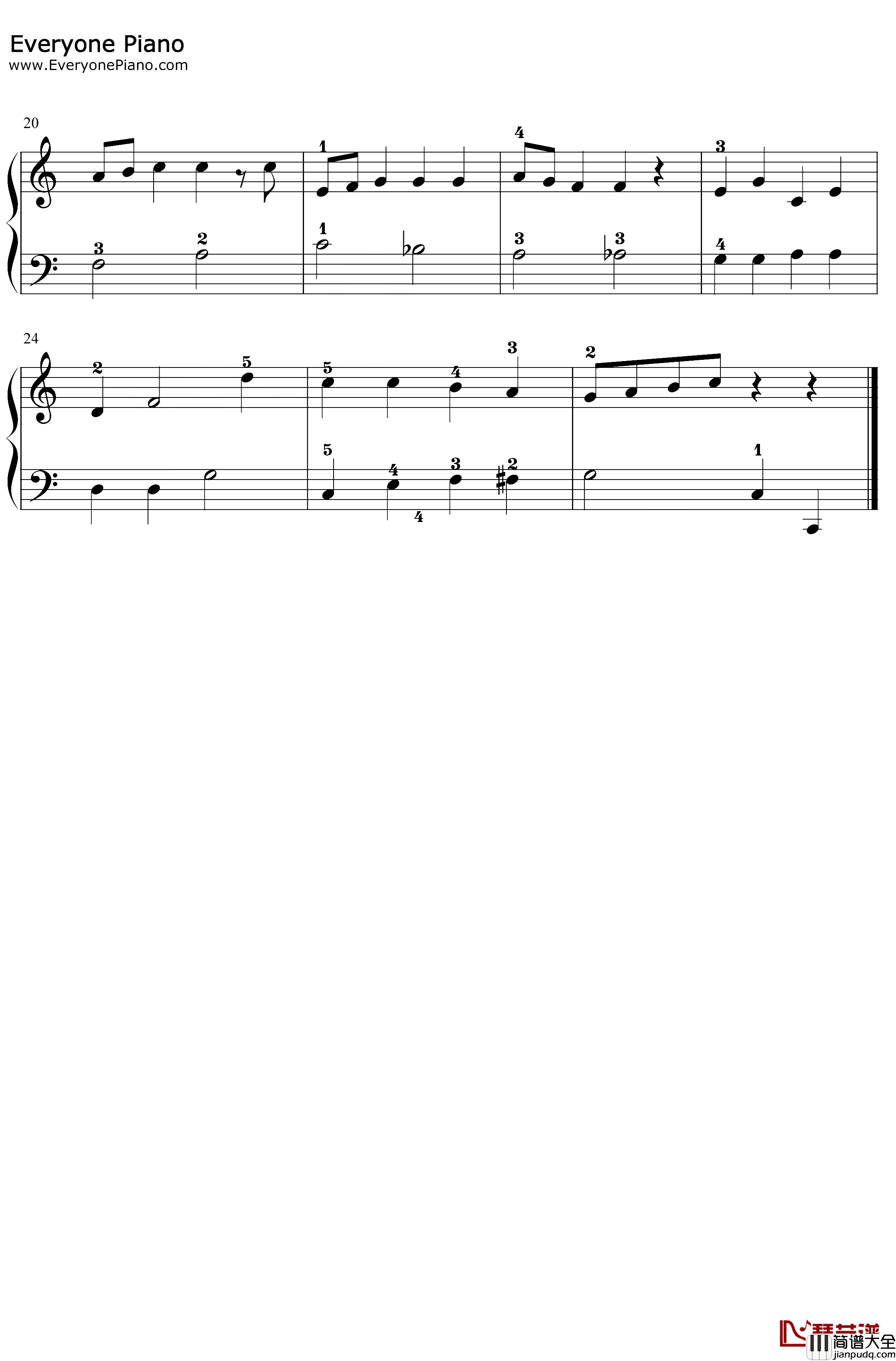 Santa_ClausIs_Comin_to_Town钢琴谱_J.FredCootsHavenGillespie_C调简单版_带指法_圣诞歌曲