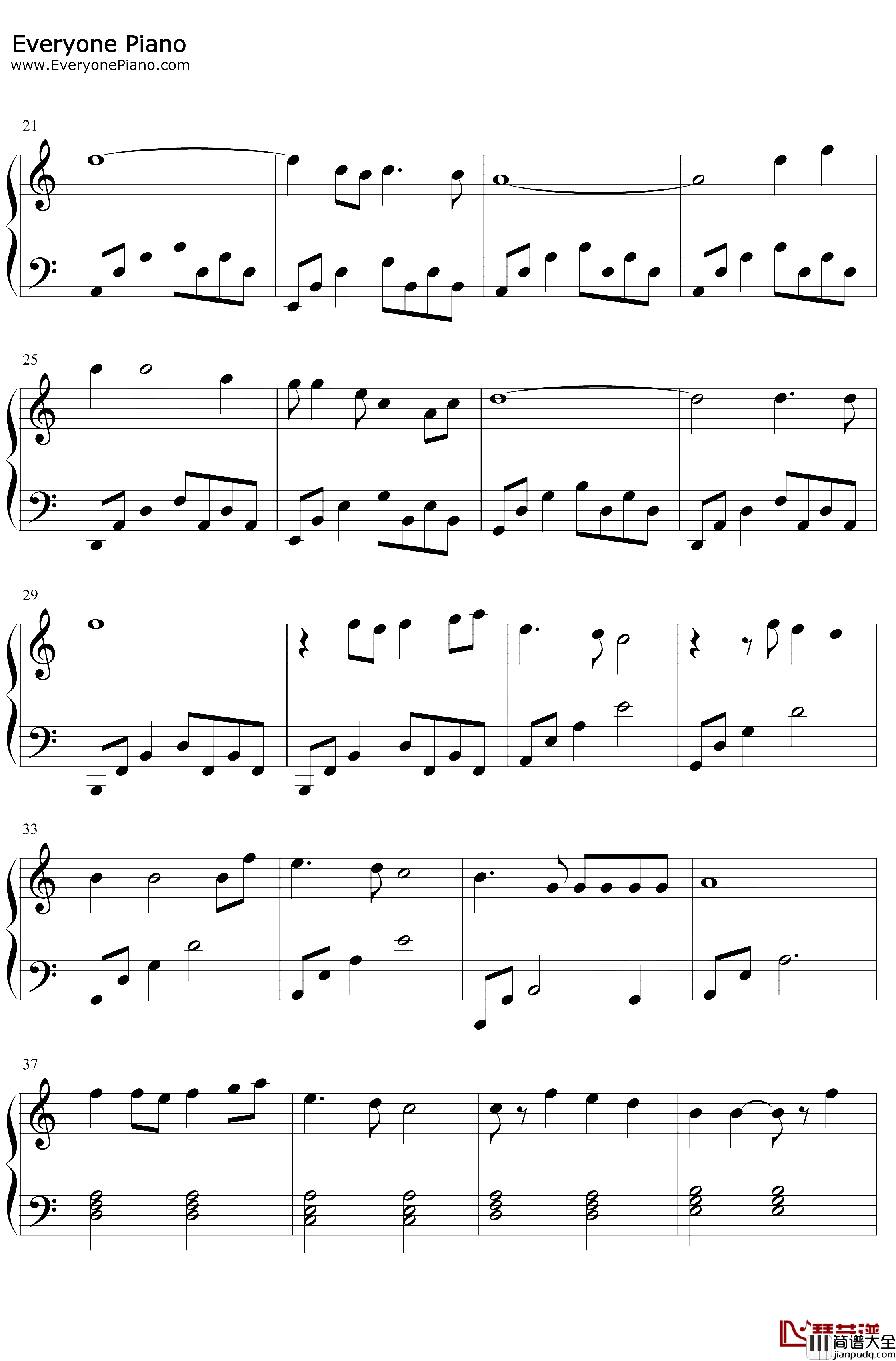 倩女幽魂钢琴谱_张国荣_C调简单版