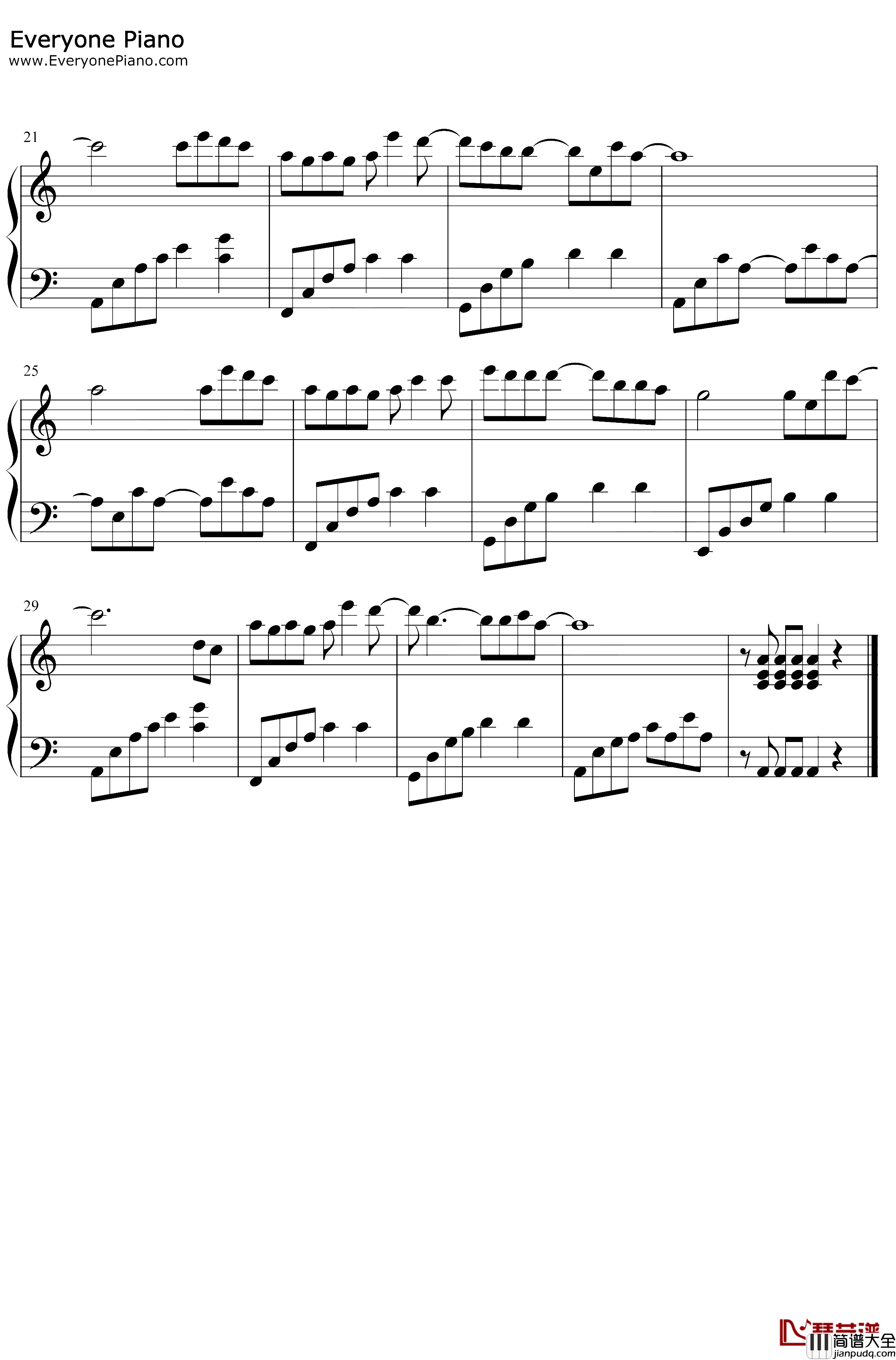 赢在江湖钢琴谱_姜鹏_C调简单版