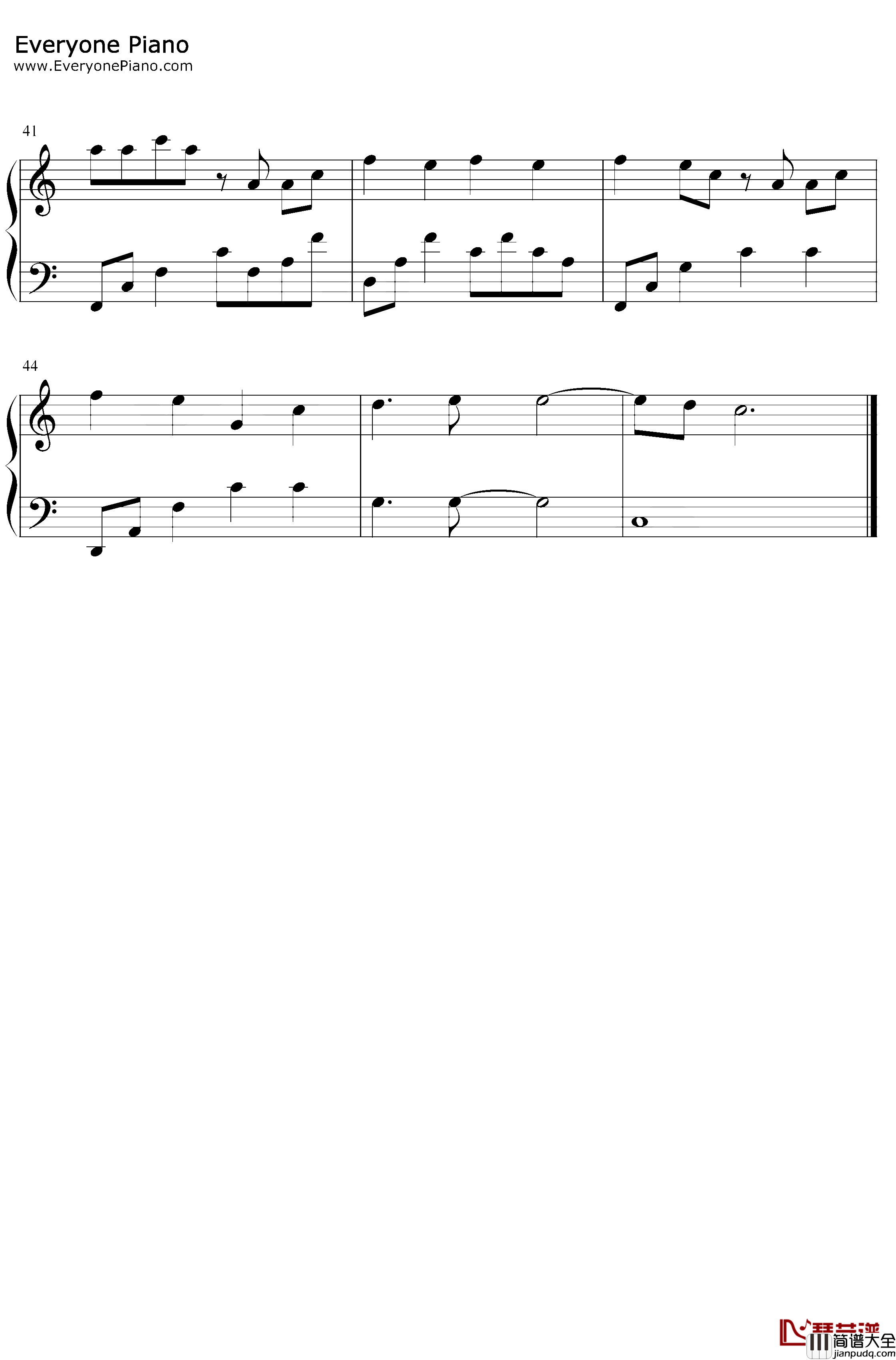 太委屈钢琴谱_陶晶莹_C调简单版