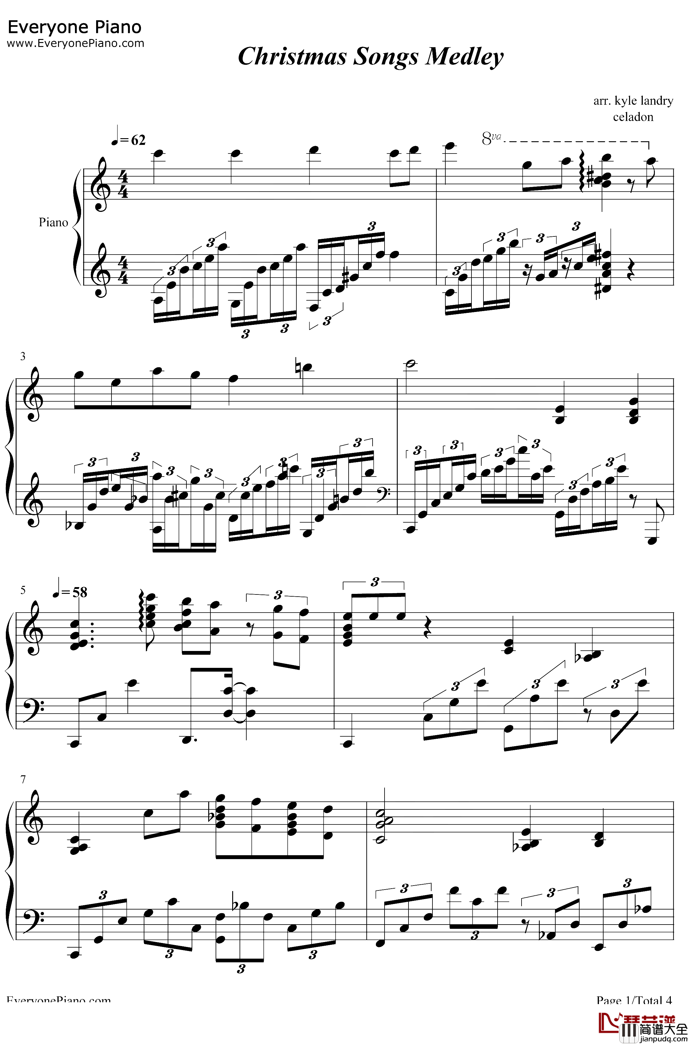 圣诞歌曲串烧钢琴谱_VariousArtists_圣诞歌曲串烧