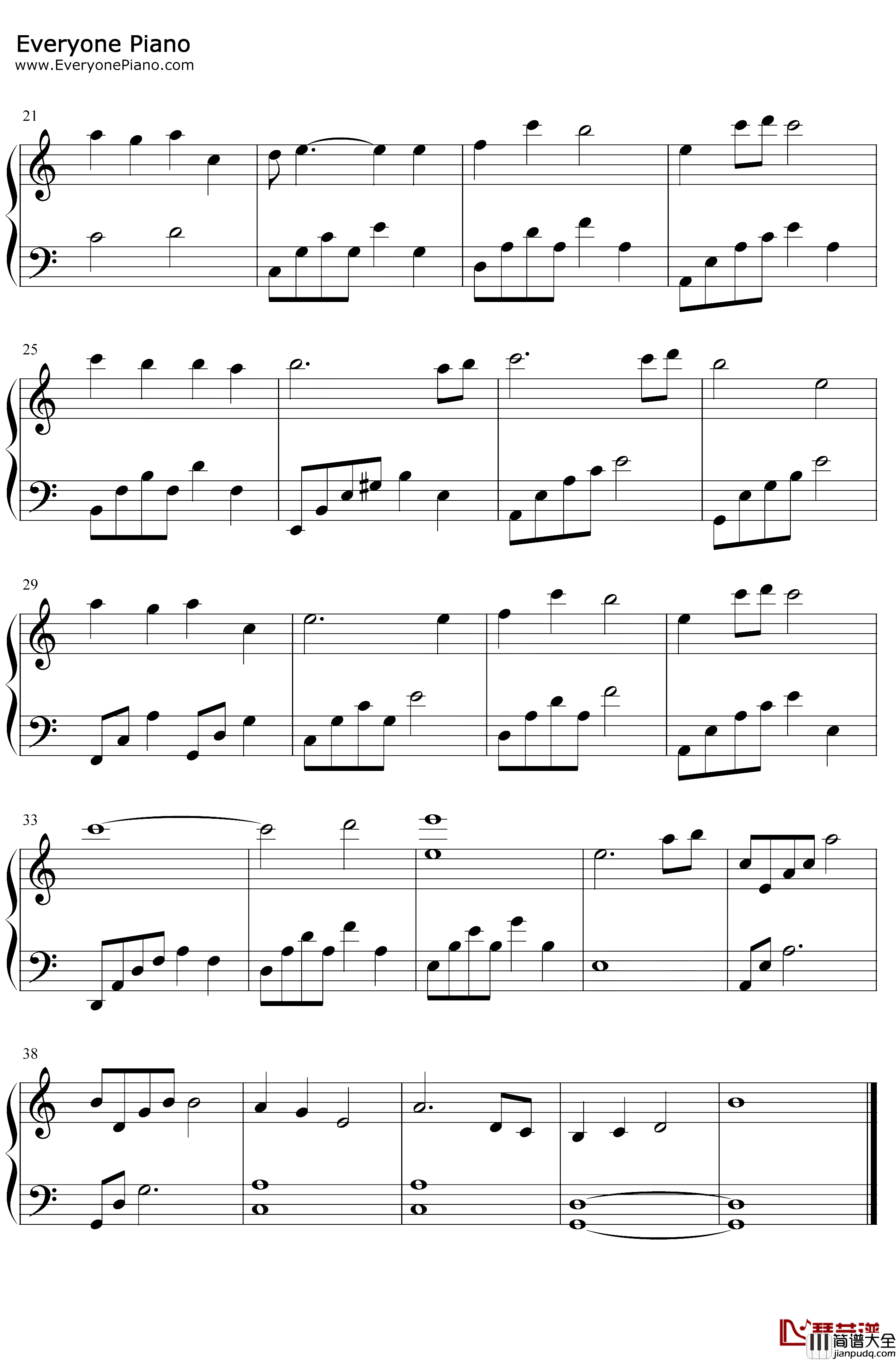 结伴钢琴谱_崔子格多亮_C调简单版_传闻中的陈芊芊插曲