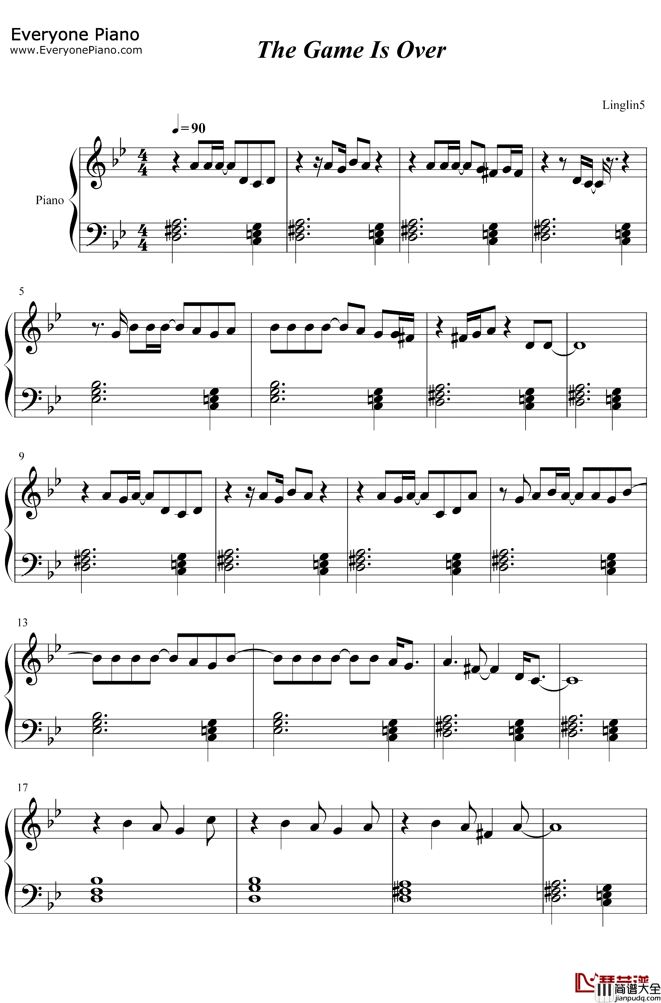 The_Game_Is_Over钢琴谱_Evanescence_Evanescence