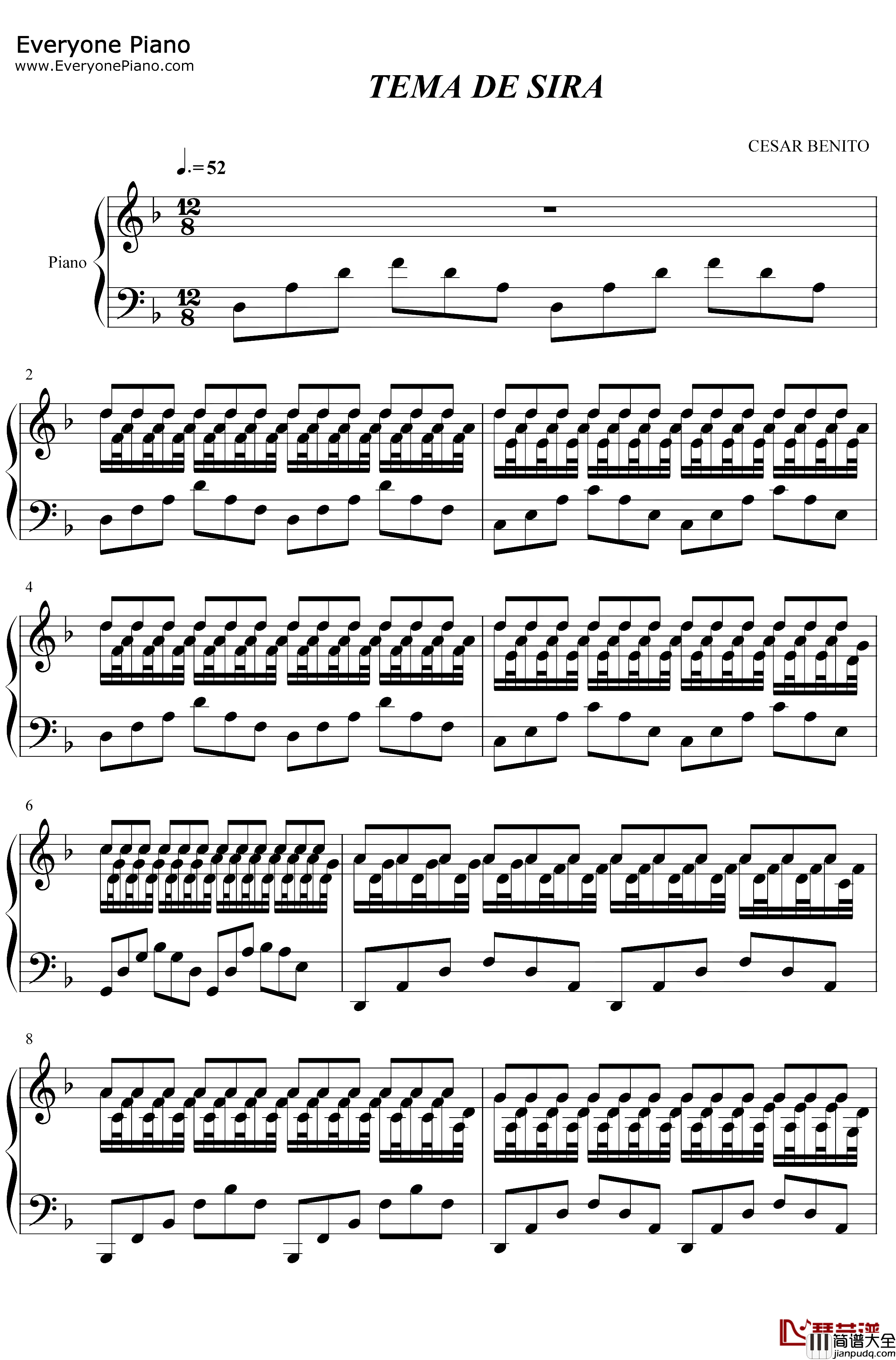 Tema_de_Sira钢琴谱_CesarBenito_CesarBenito_时间的针脚