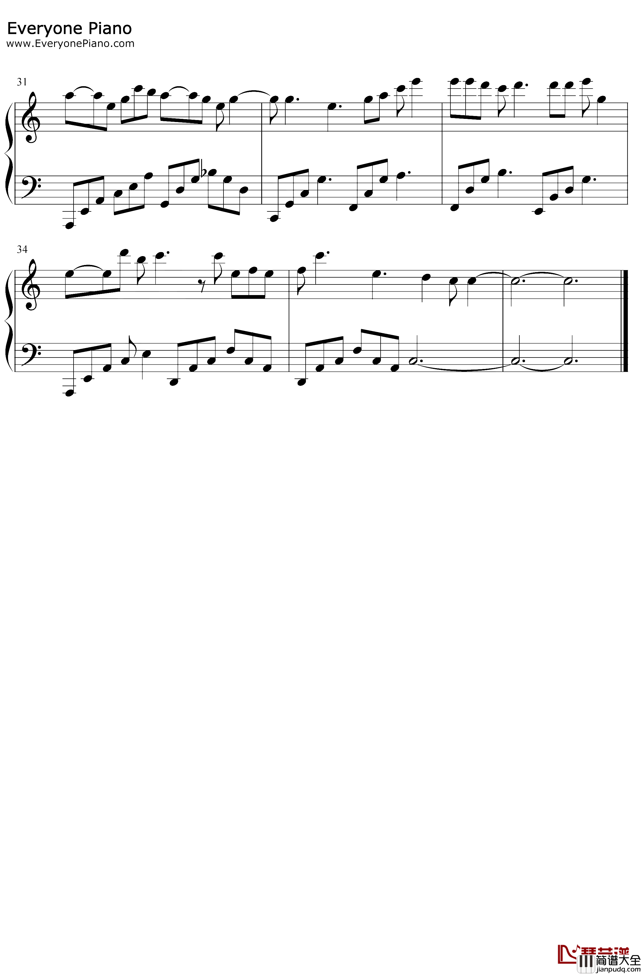 老街钢琴谱_李荣浩_C调简单版