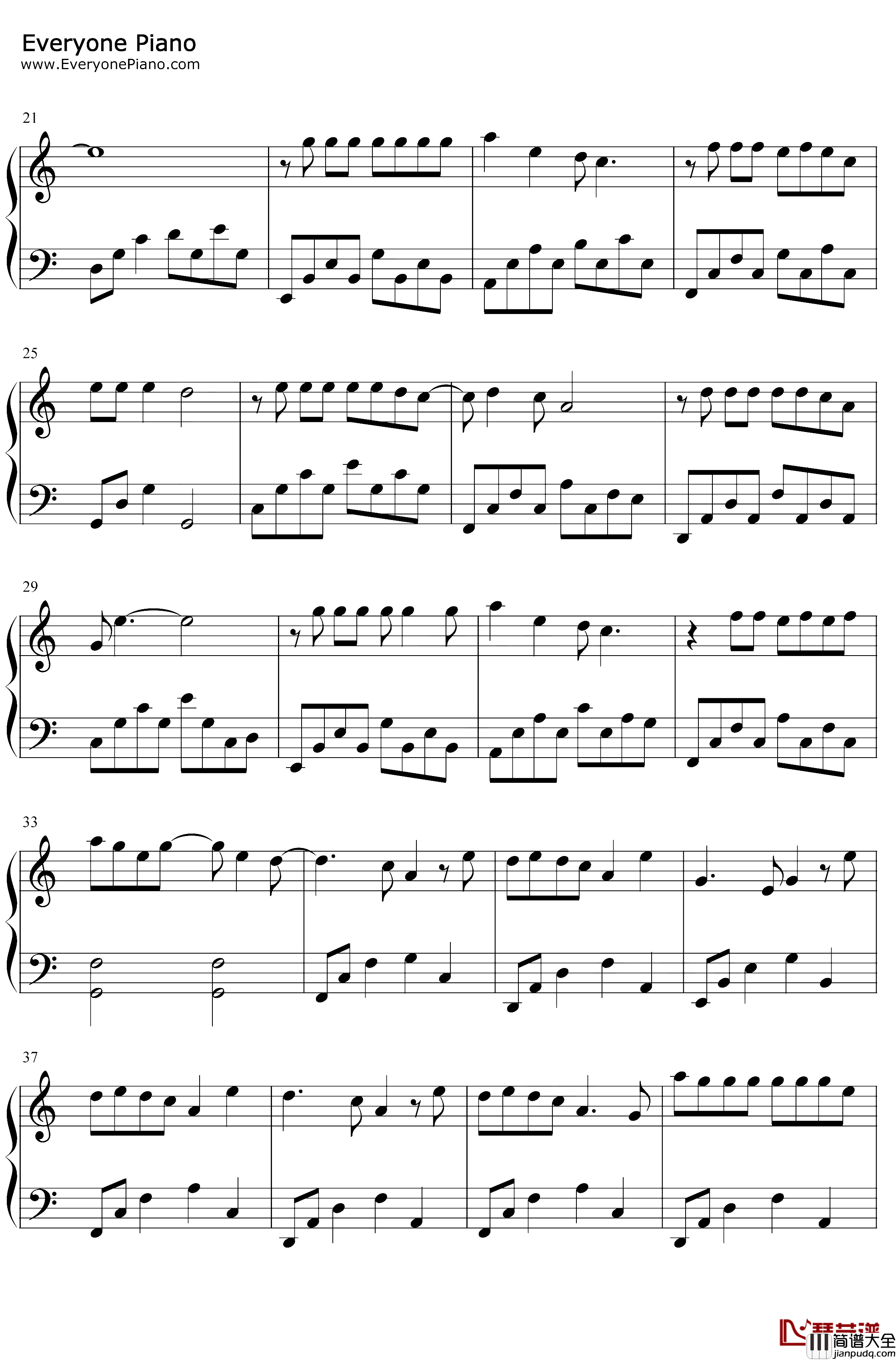 心太软钢琴谱_任贤齐_C调简单版