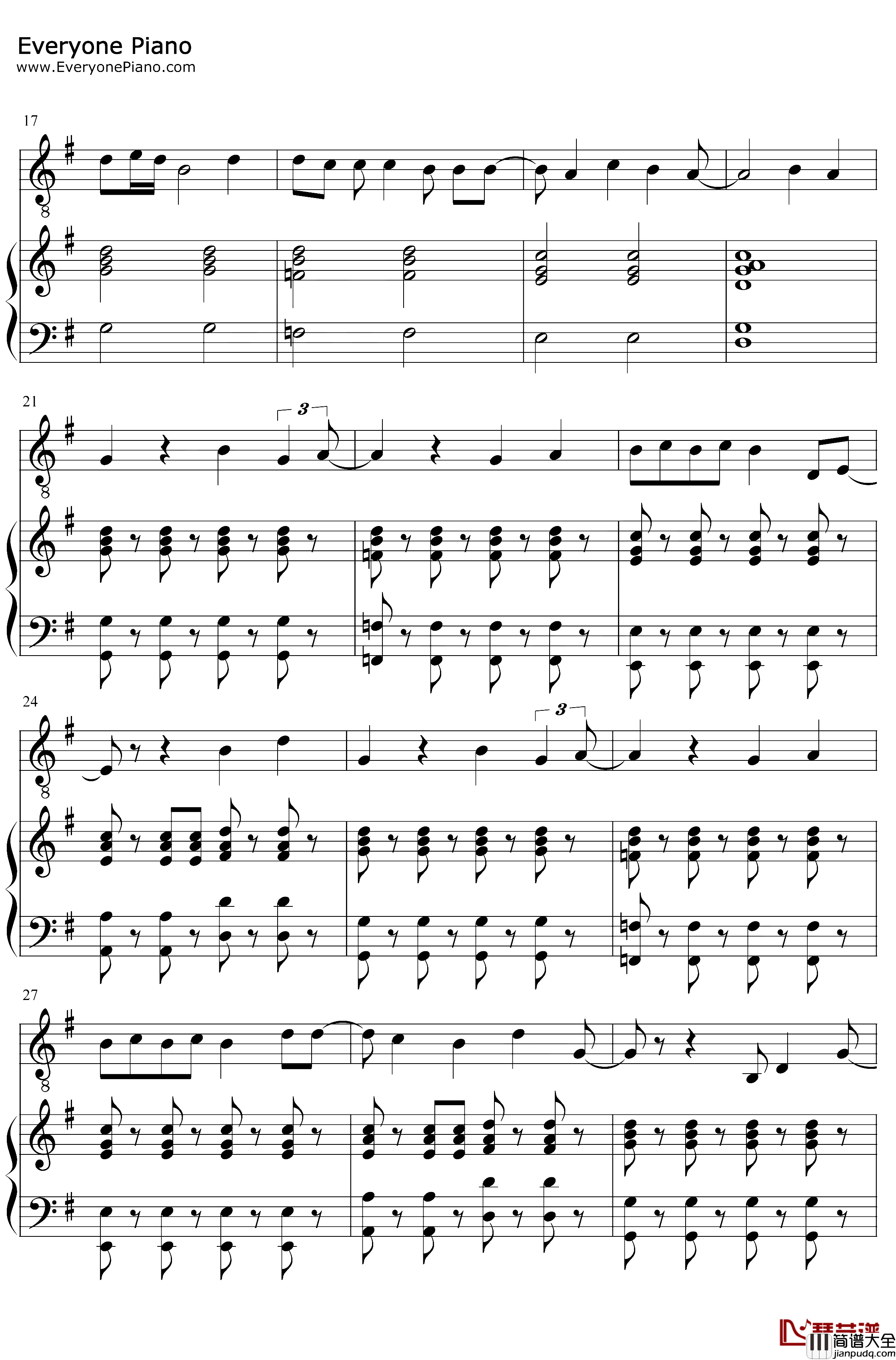 You_Will_Be_Back钢琴谱_Jonathan_Groff_音乐剧汉密尔顿OST