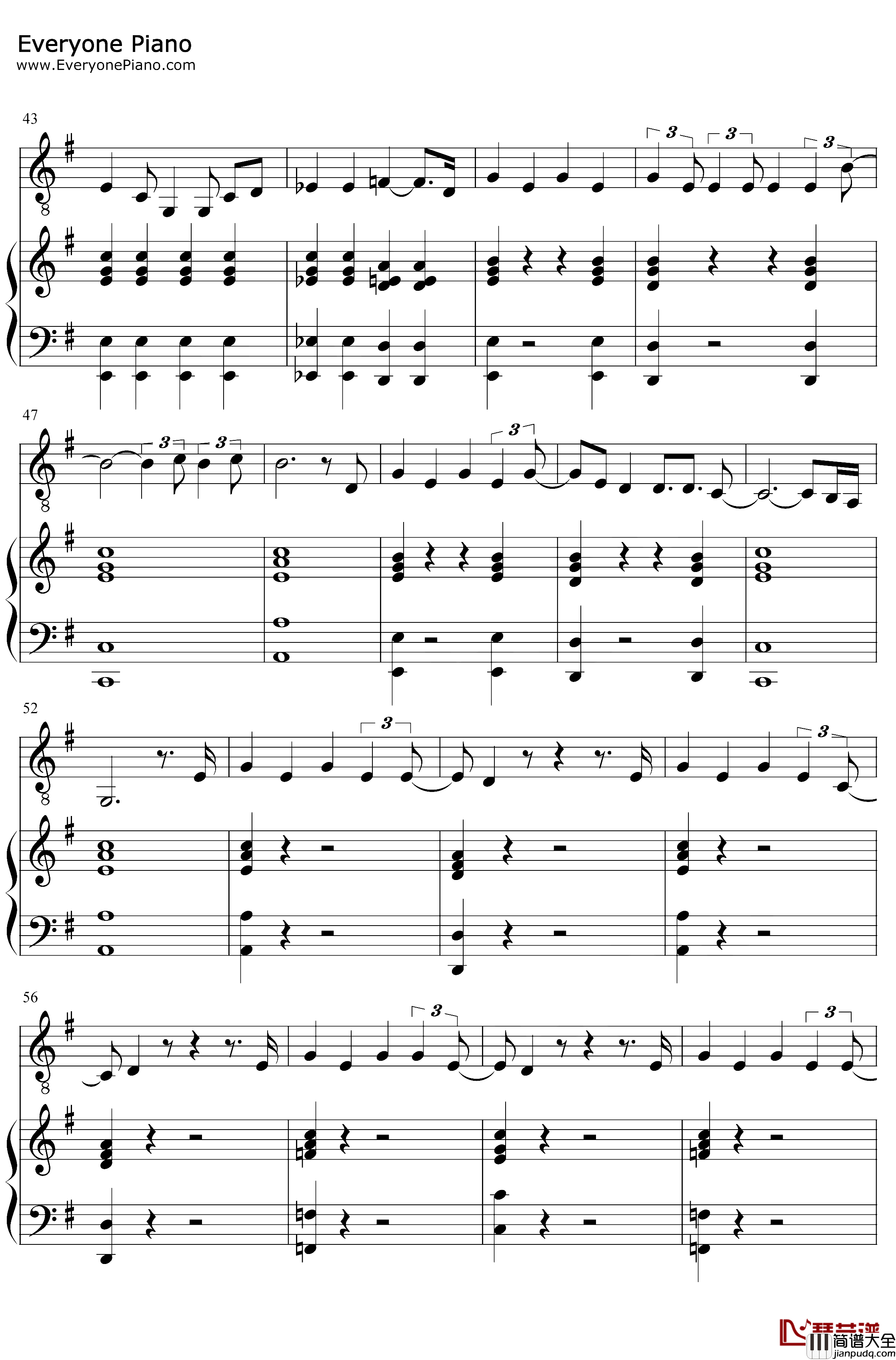 You_Will_Be_Back钢琴谱_Jonathan_Groff_音乐剧汉密尔顿OST