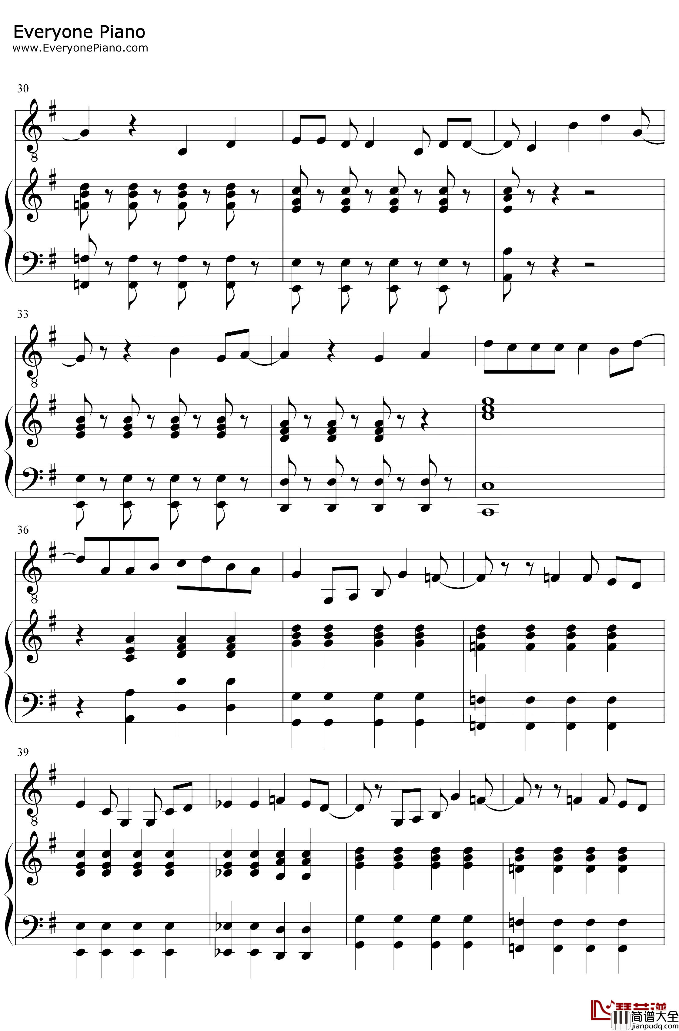 You_Will_Be_Back钢琴谱_Jonathan_Groff_音乐剧汉密尔顿OST