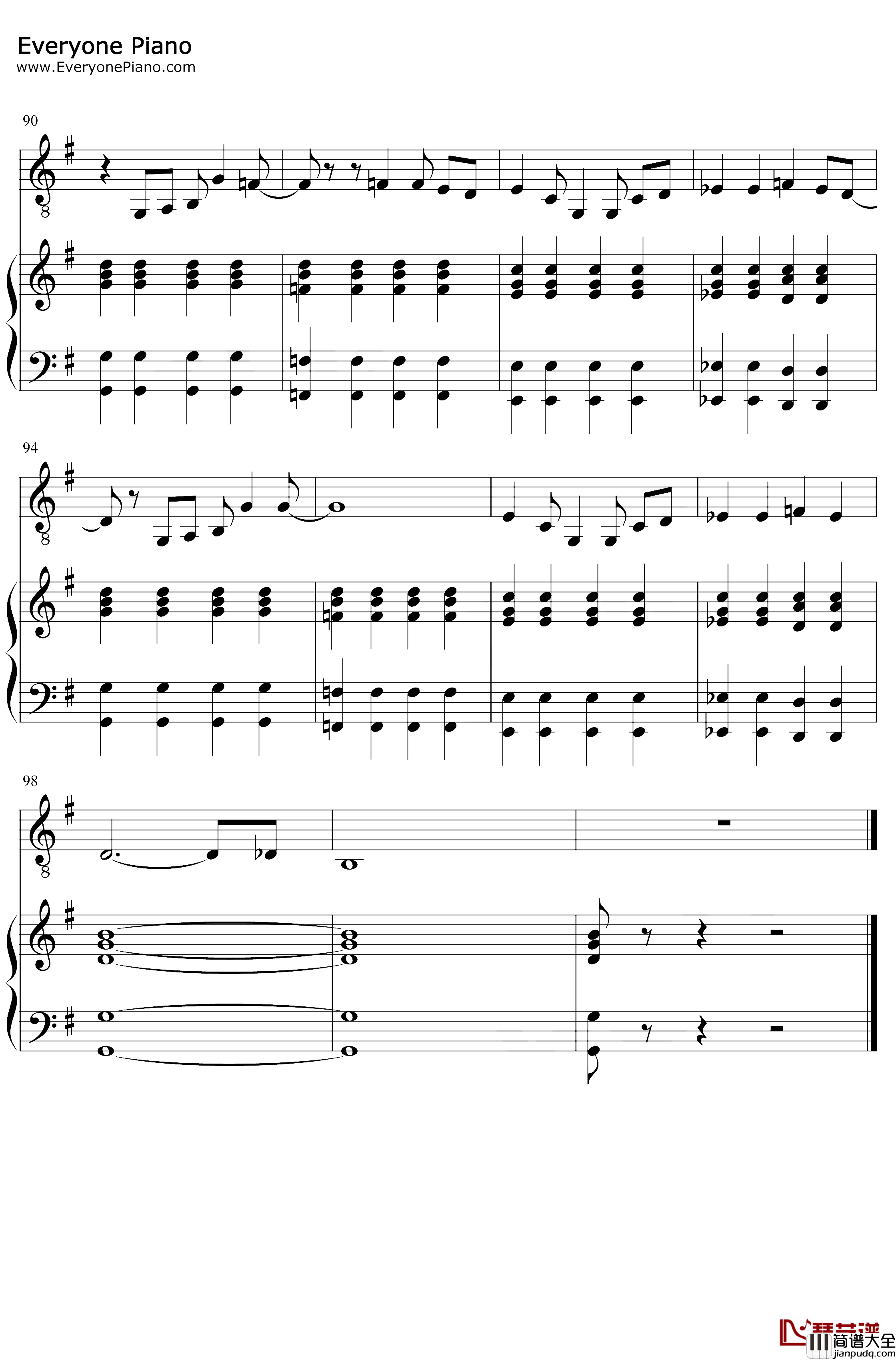 You_Will_Be_Back钢琴谱_Jonathan_Groff_音乐剧汉密尔顿OST