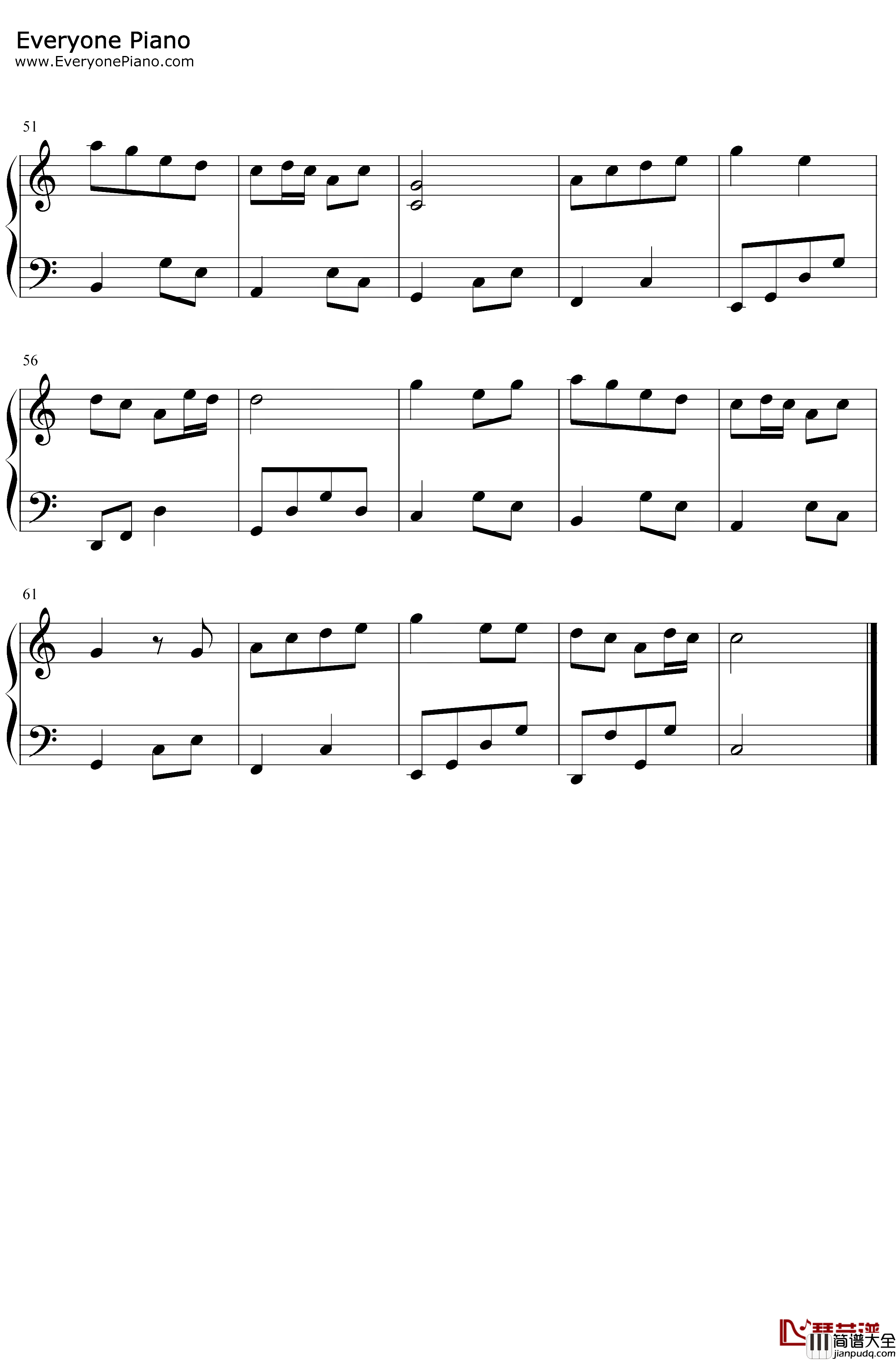 如果当时钢琴谱_许嵩_C调简单版