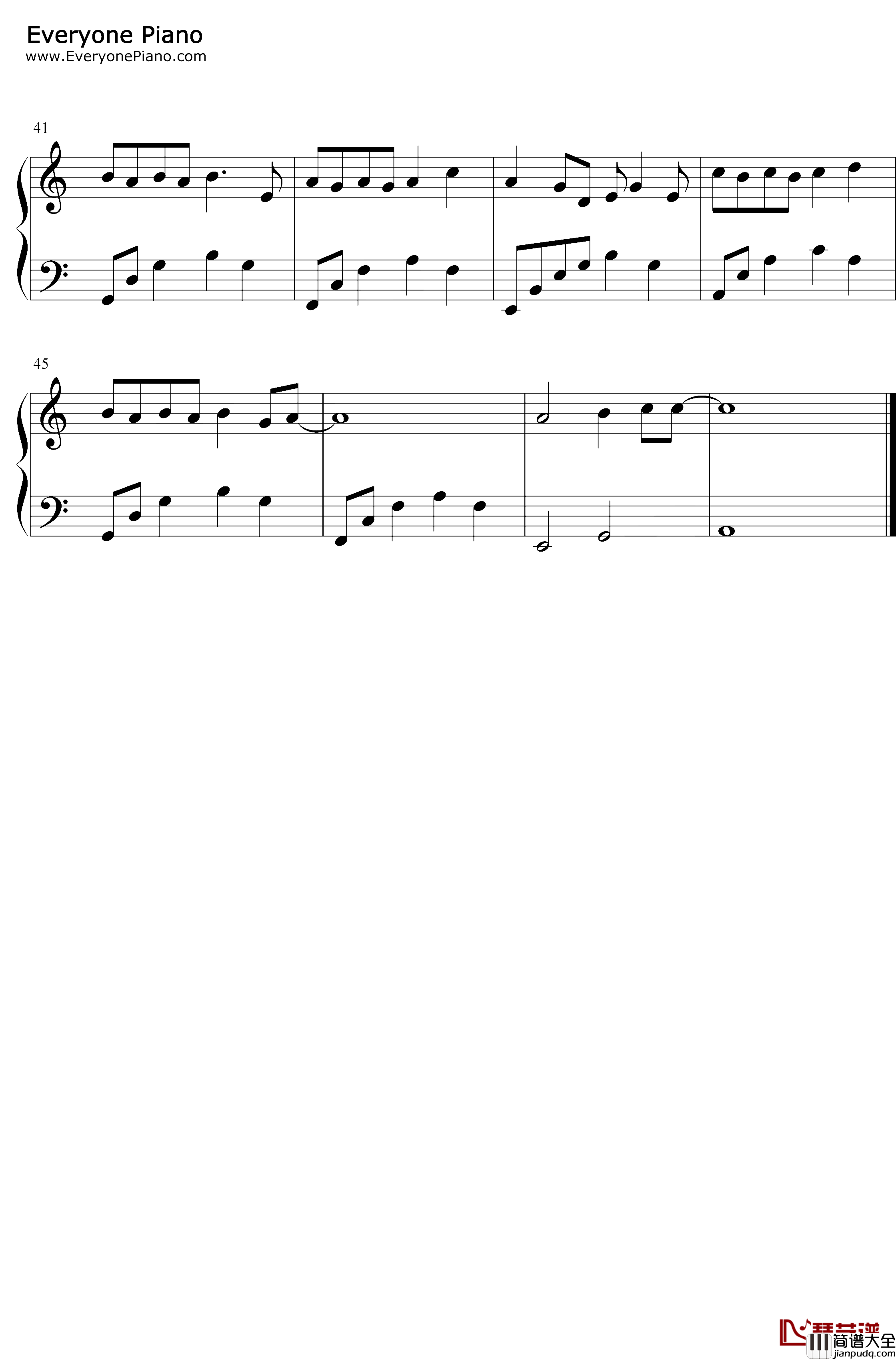 我们都一样钢琴谱_张杰_C调简单版