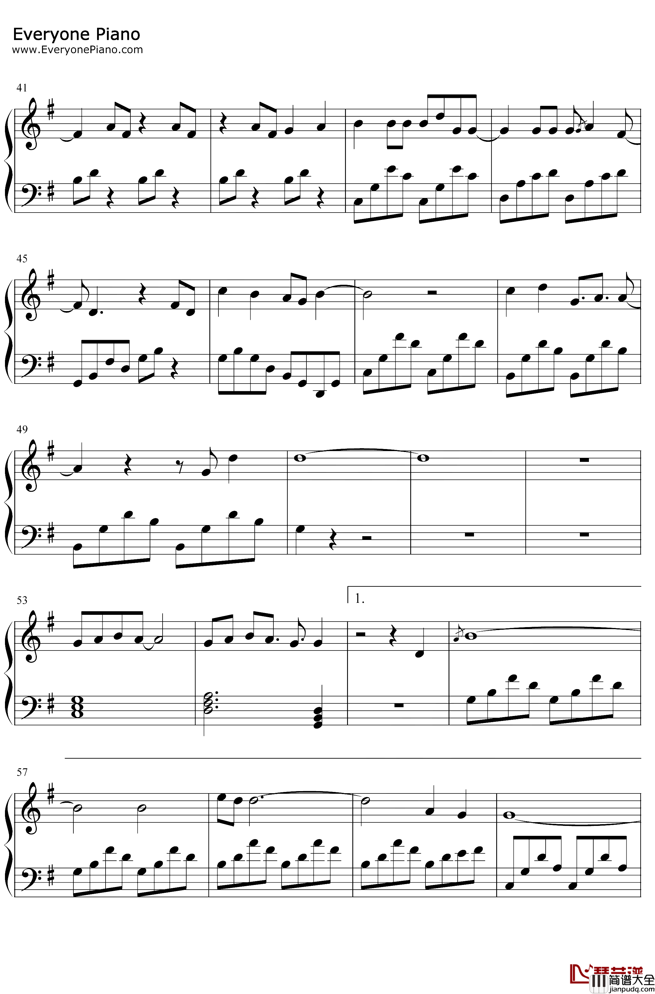 Your_Smile钢琴谱_陈意涵_我喜欢你片尾曲