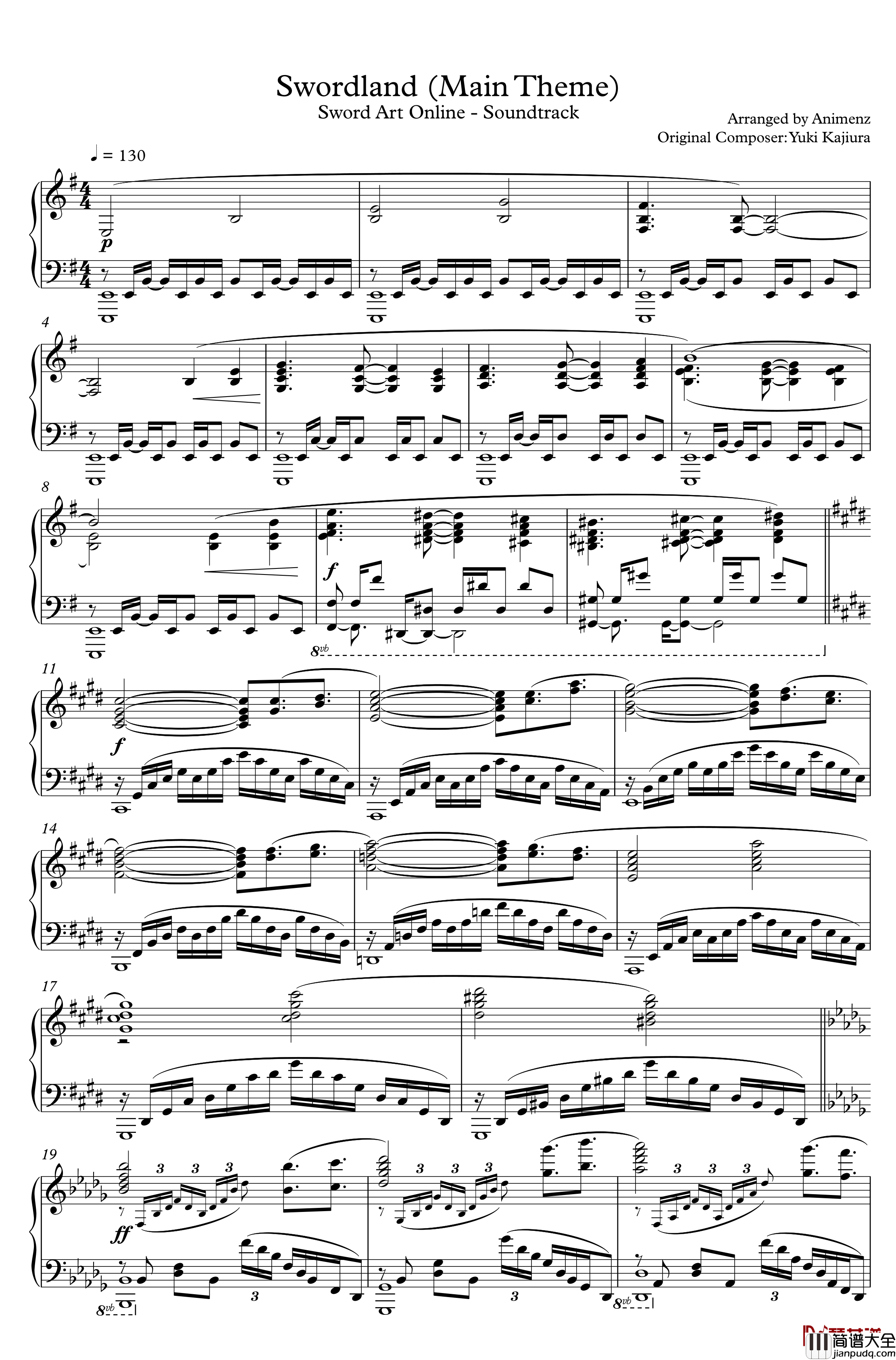 刀剑神域_Swordland钢琴谱_OST