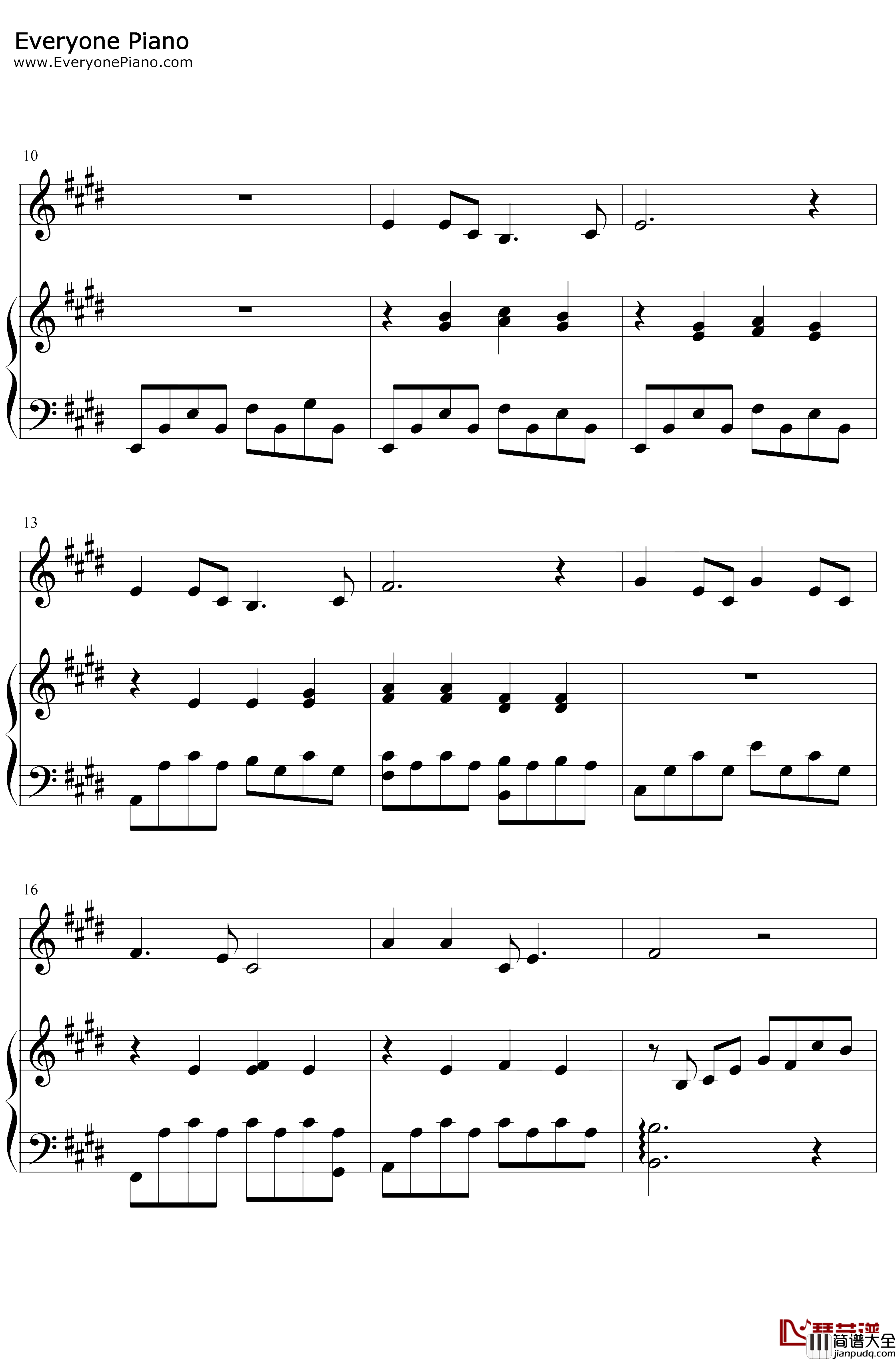 但愿人长久钢琴谱_邓丽君_弹唱版_邓丽君