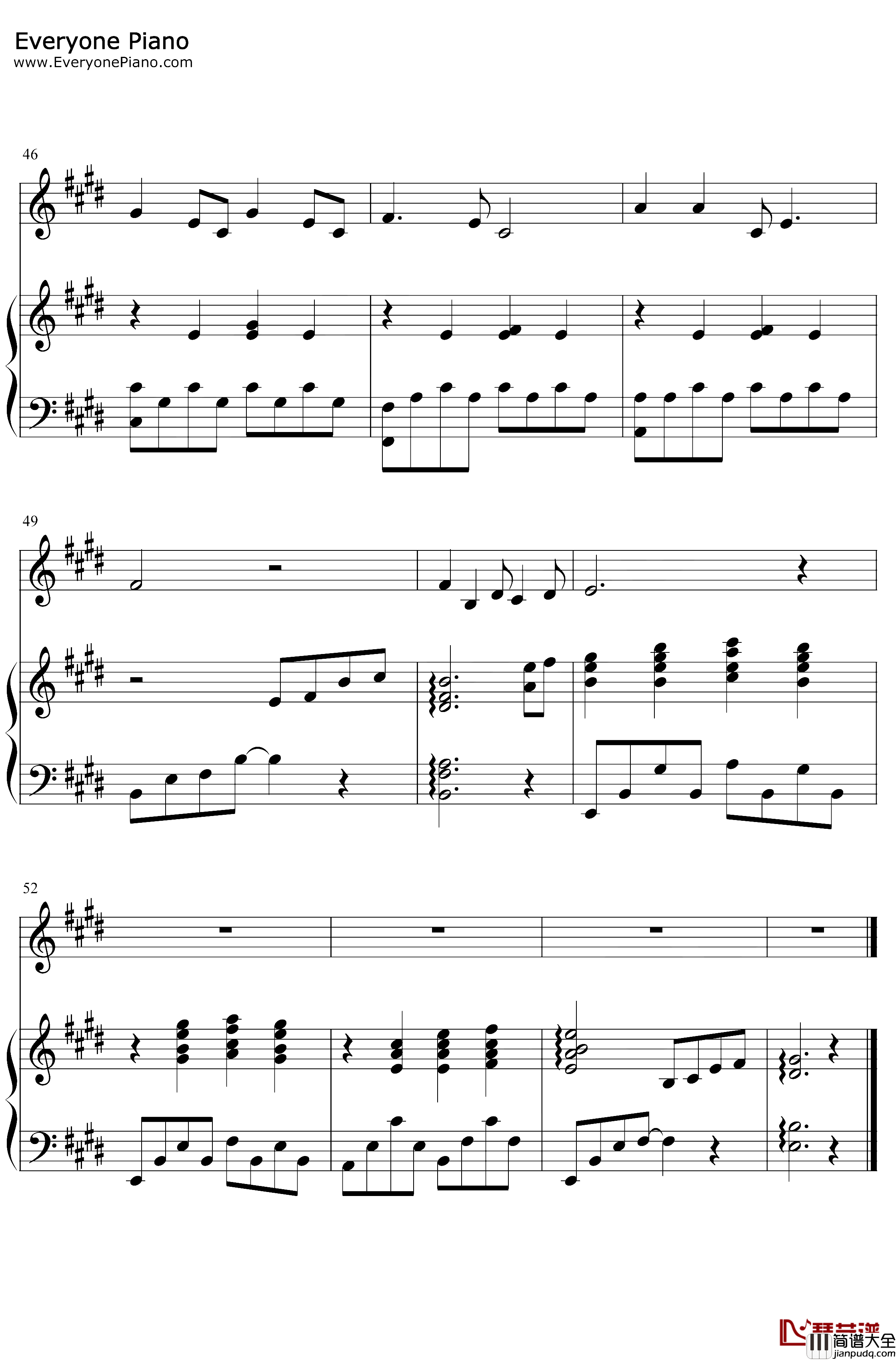 但愿人长久钢琴谱_邓丽君_弹唱版_邓丽君