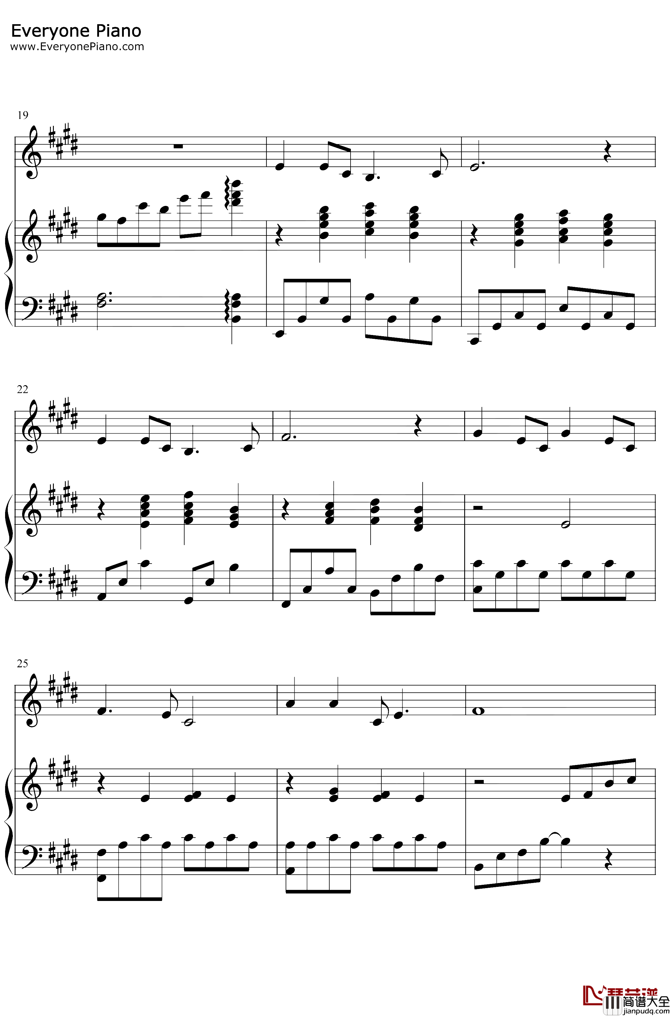 但愿人长久钢琴谱_邓丽君_弹唱版_邓丽君