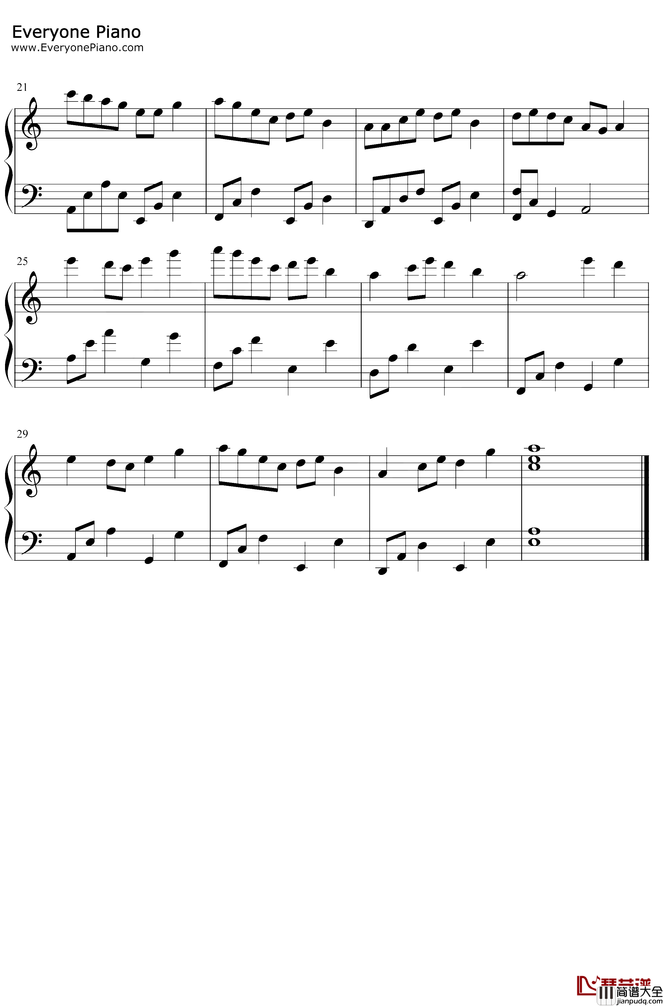 山鬼钢琴谱_Winky诗_C调简单版