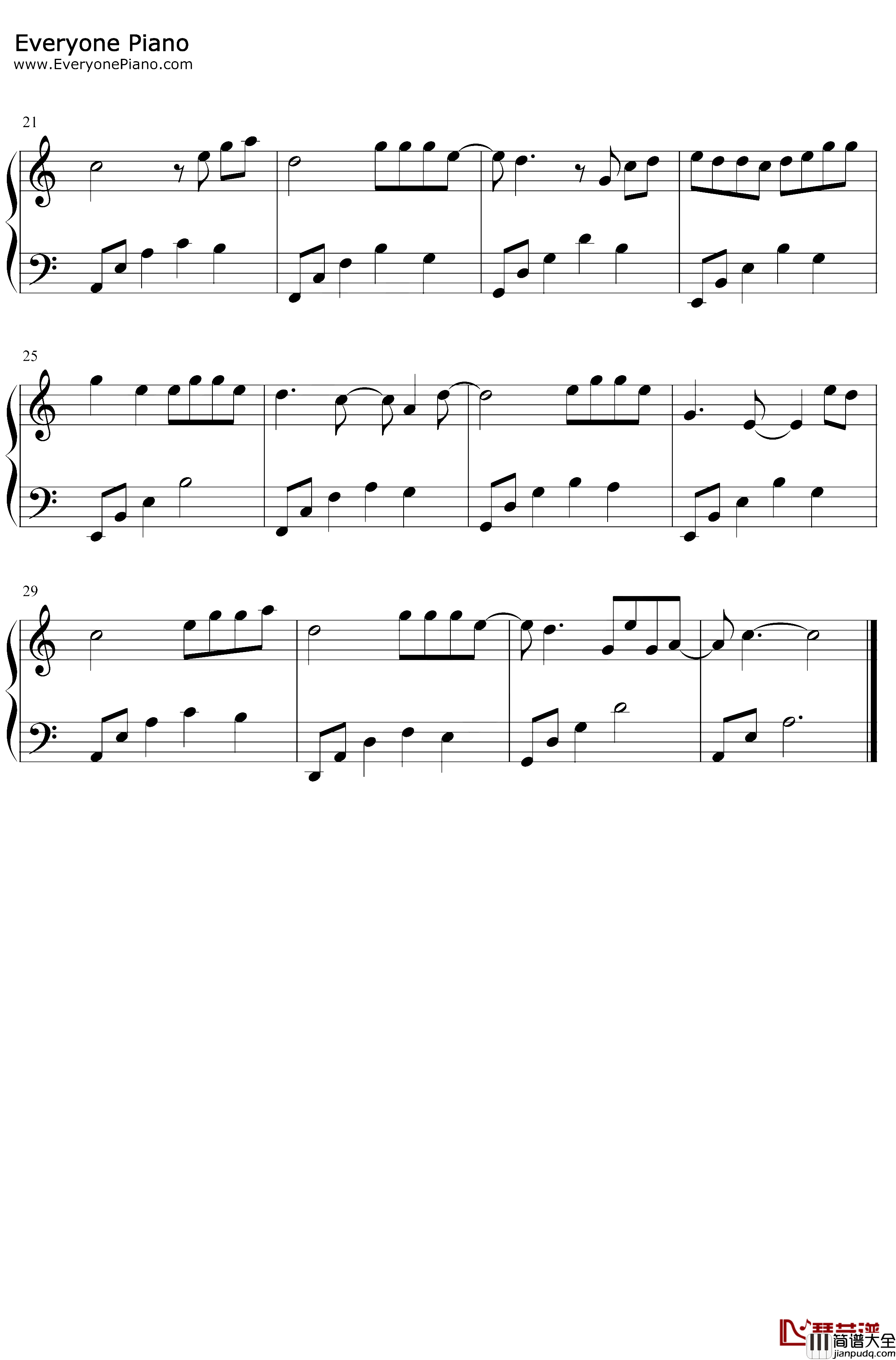 故梦钢琴谱_墨明棋妙橙翼_C调简单版