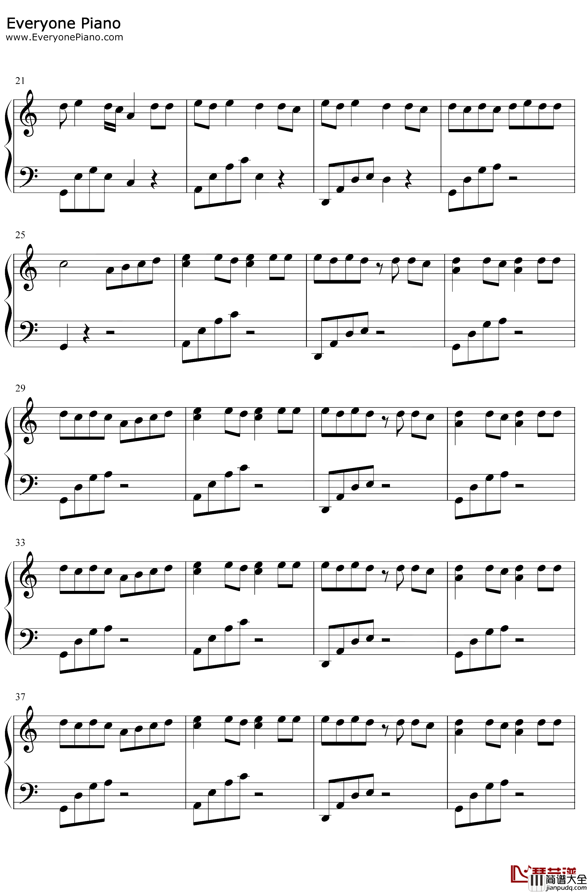 像暗杀似的绕到背后突然拥抱你钢琴谱_太一_C调简单版