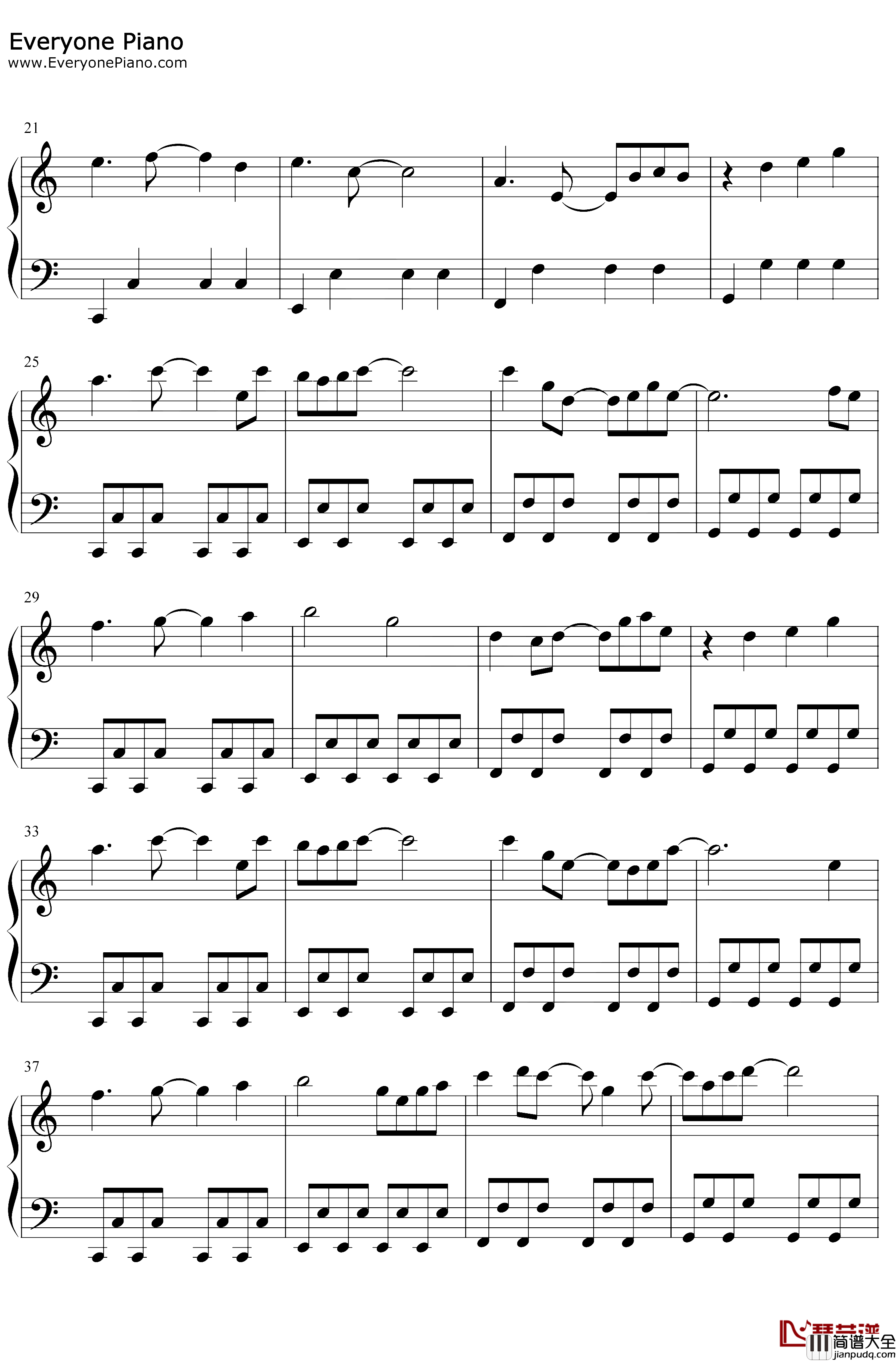 万古生香钢琴谱_洛天依_C调简单版